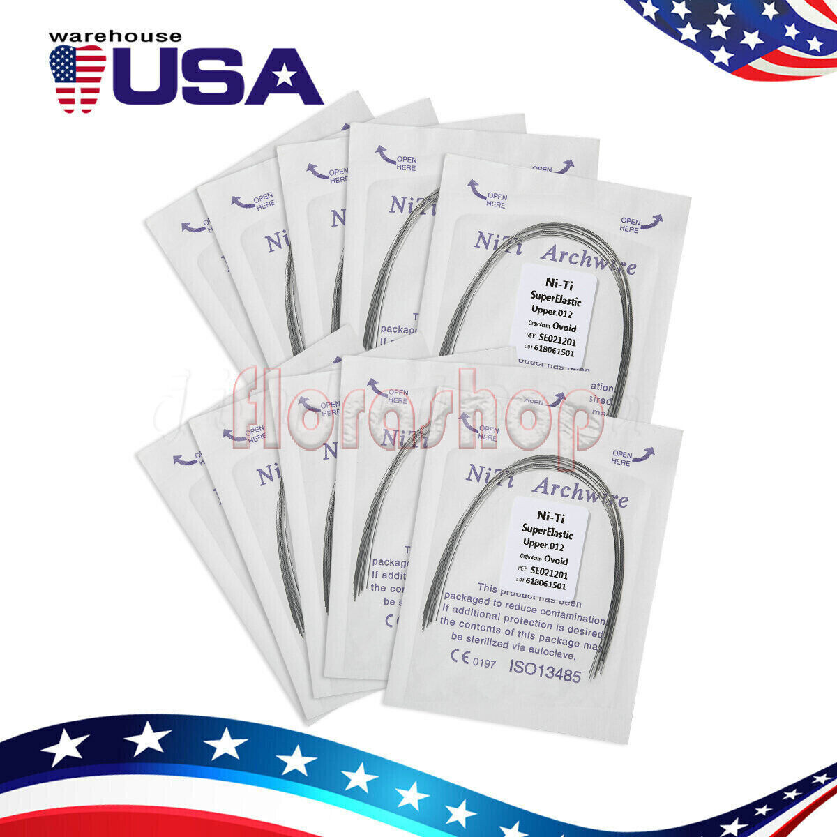 Dental Orthodontic Mini/Standard Bracket Braces / Elastic Niti Arch Wires Up/Low