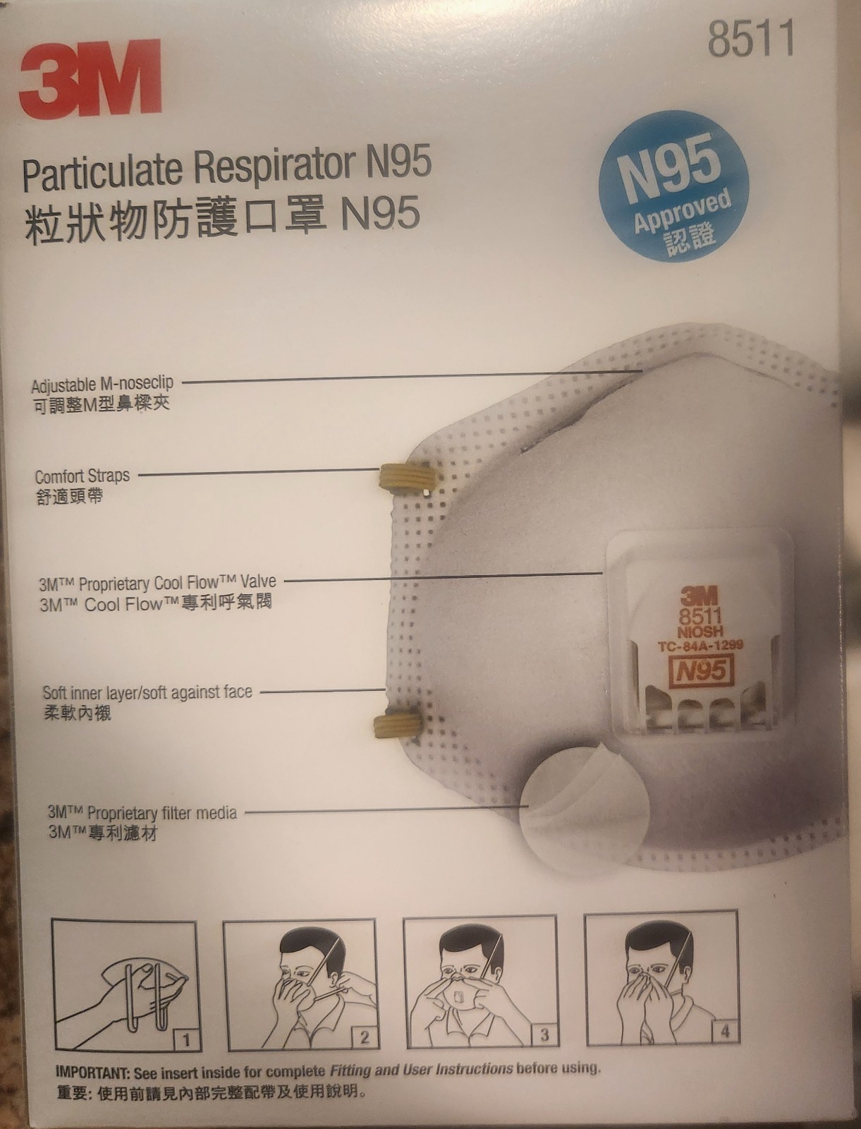 New 3M N95 Particulate Respirator Face Mask, Case of 80 – 8511