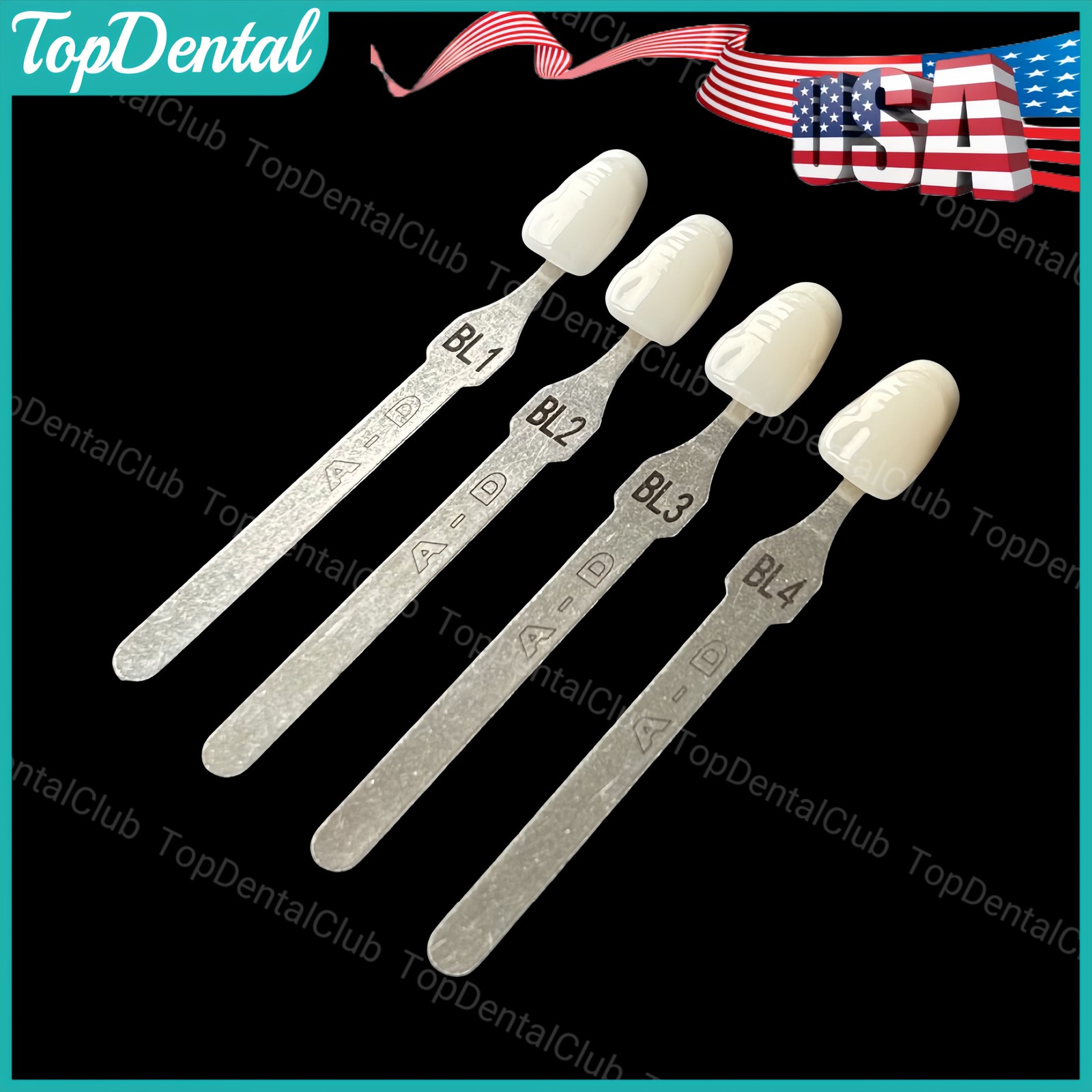 USA Dental Bleach Shade Guide BL1/2/3/4 4Colors Bleached Chart Teeth Based Vita