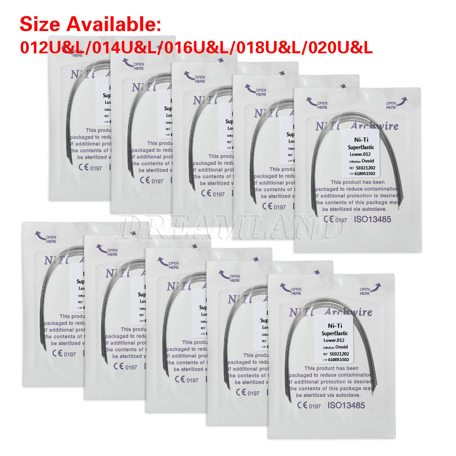 Dental Orthodontic Mini/Standard Bracket Braces / Elastic Niti Arch Wires Up/Low