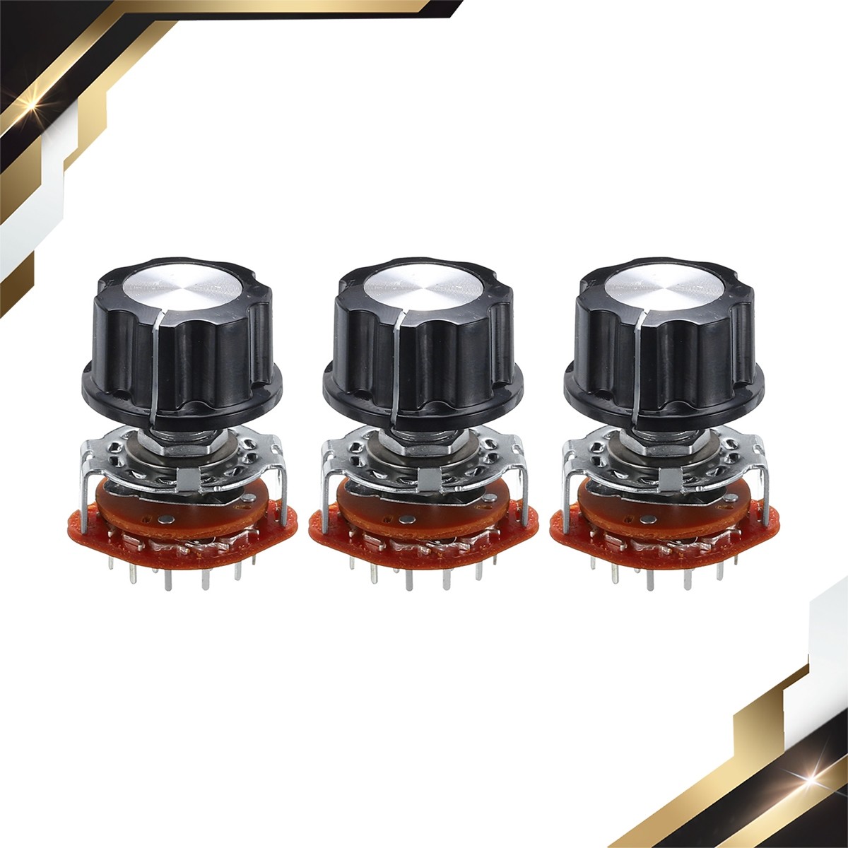 3 PCS 4P3T Rotary Switch 4 Pole 3 Position Band Selector 1 Deck