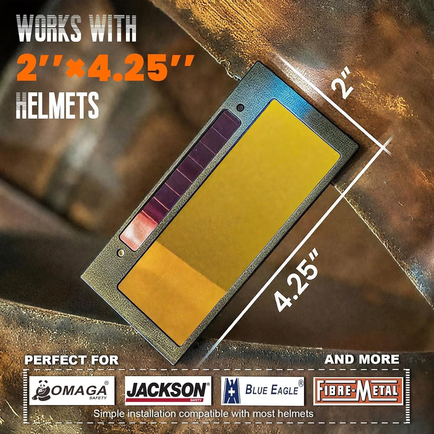 Gold Auto-Darkening Welding Lens 2″ x 4.25″, Slim Design for Enhanced Visibility