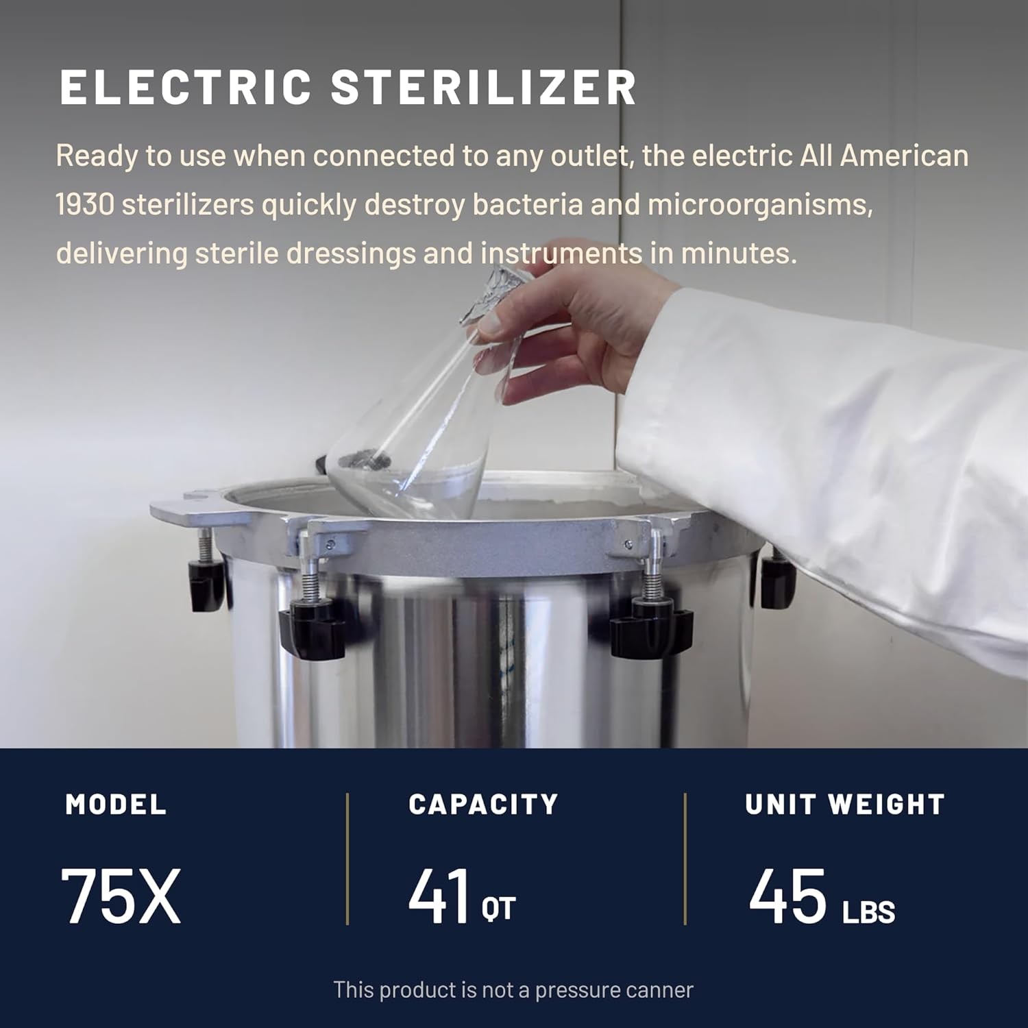 All-American 41.5 Quart Electric Sterilizer Pressure Cooker – 120 Volt, 50/60 Hz