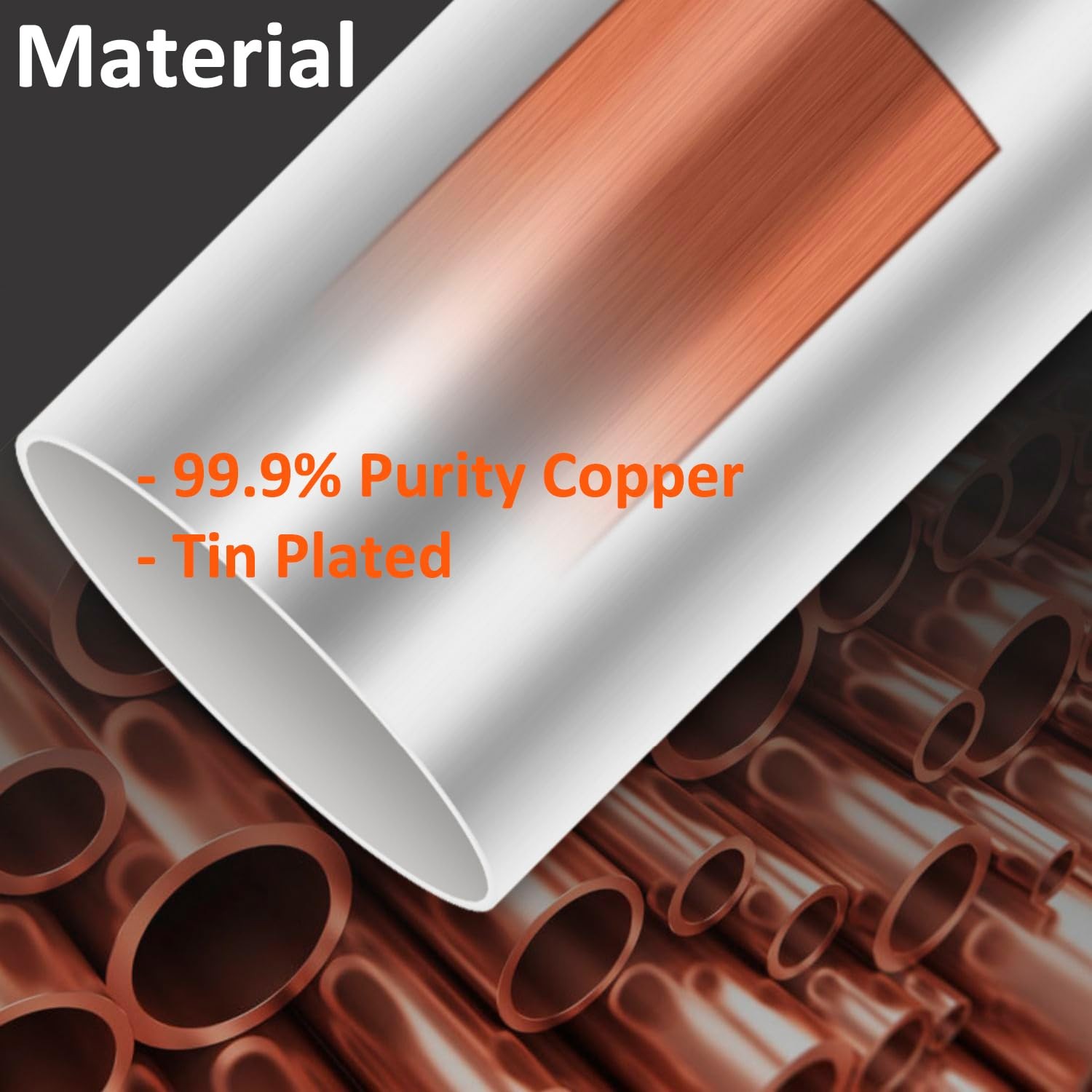 300Pcs 12 10 8 6 4 2 1/0 2/0 Wire Ferrule Tinned Copper Crimp Silver