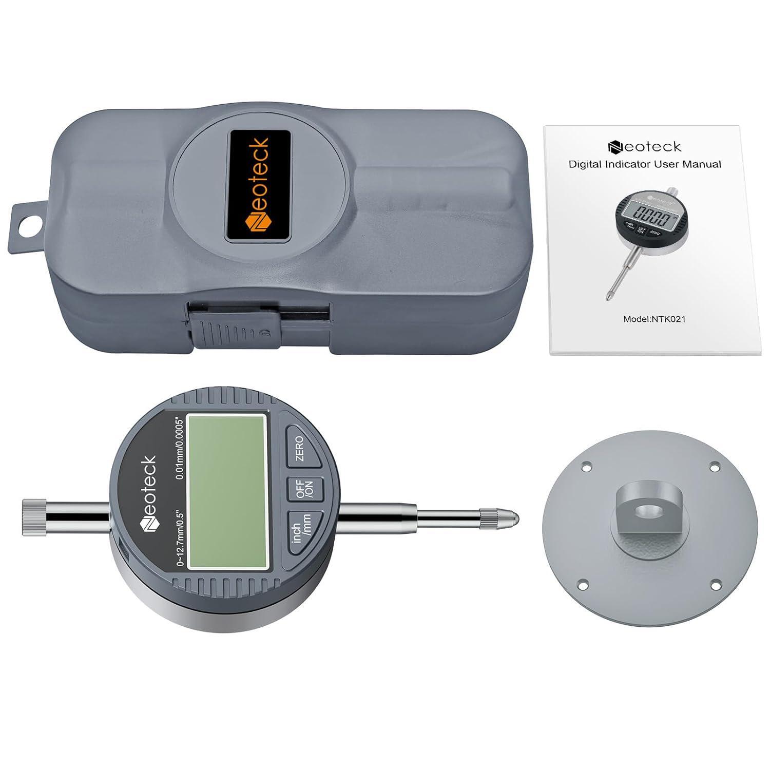 Neoteck DTI Digital Dial Indicator 0.01mm/0.0005 Inch Digital Probe Indicator