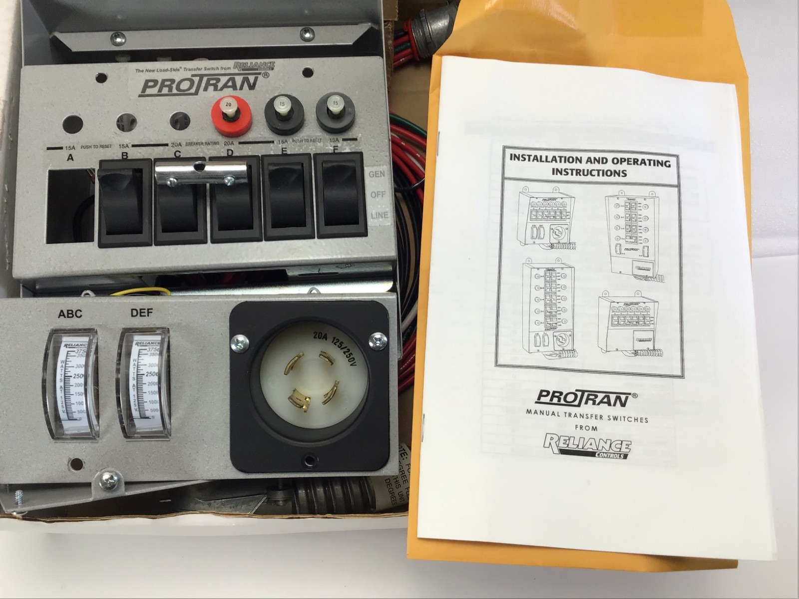 Reliance Controls ProTran 20216 A Manual Transerfer Switch Portable Generator