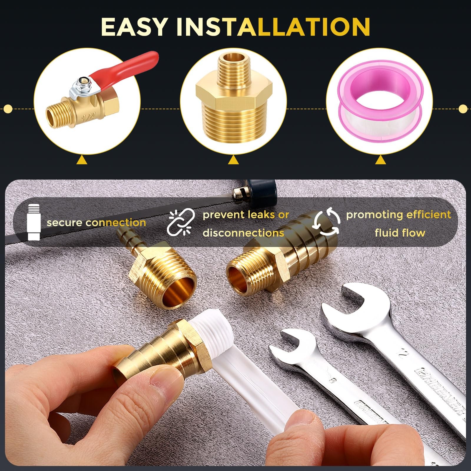 METALLIXITY 10PCS Brass 1/4″ Male NPT to NPT, Pipe Fittings
