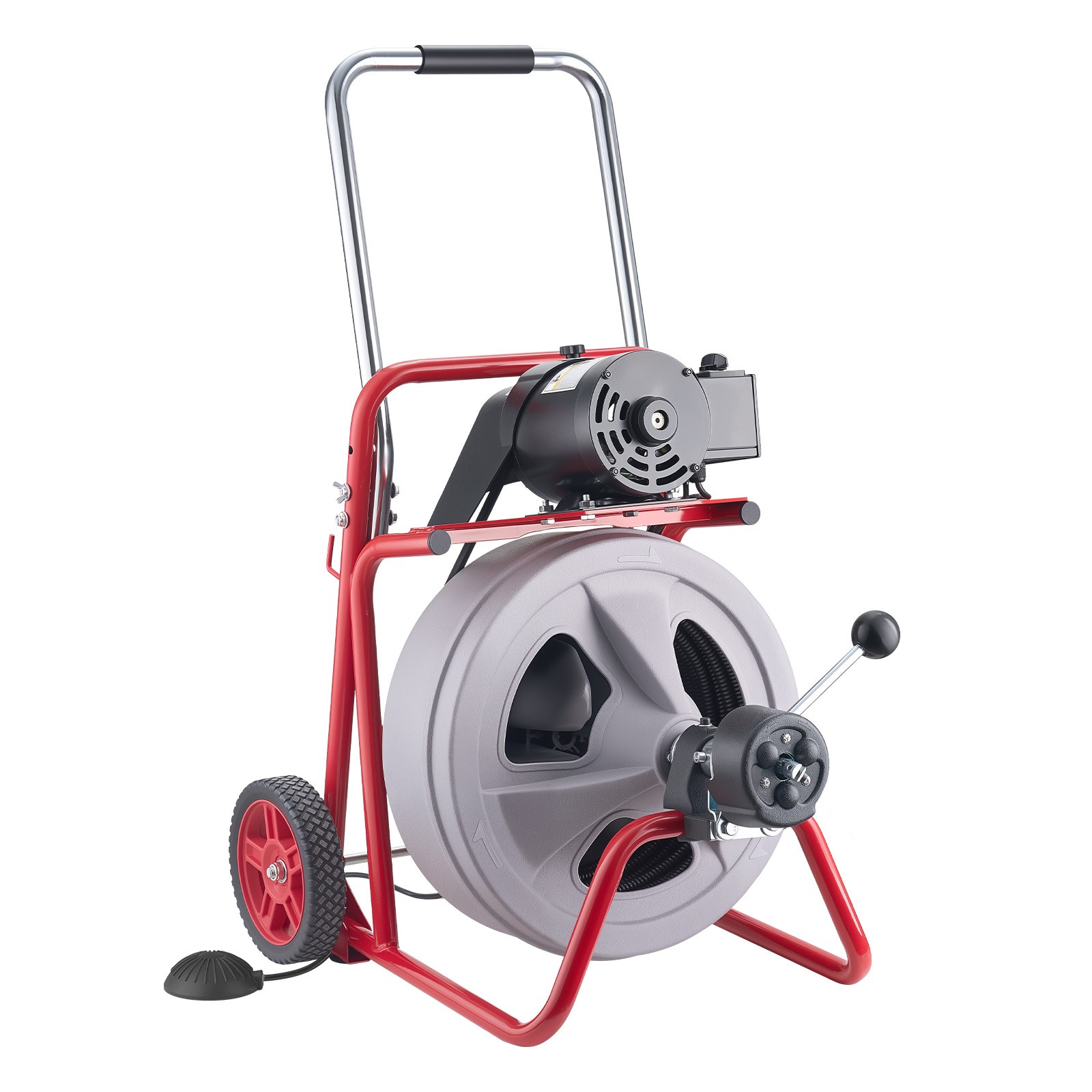 VEVOR Drain Cleaner Machine 100FT x 1/2 Inch Auto Feed with Wheels & 8 Cutters
