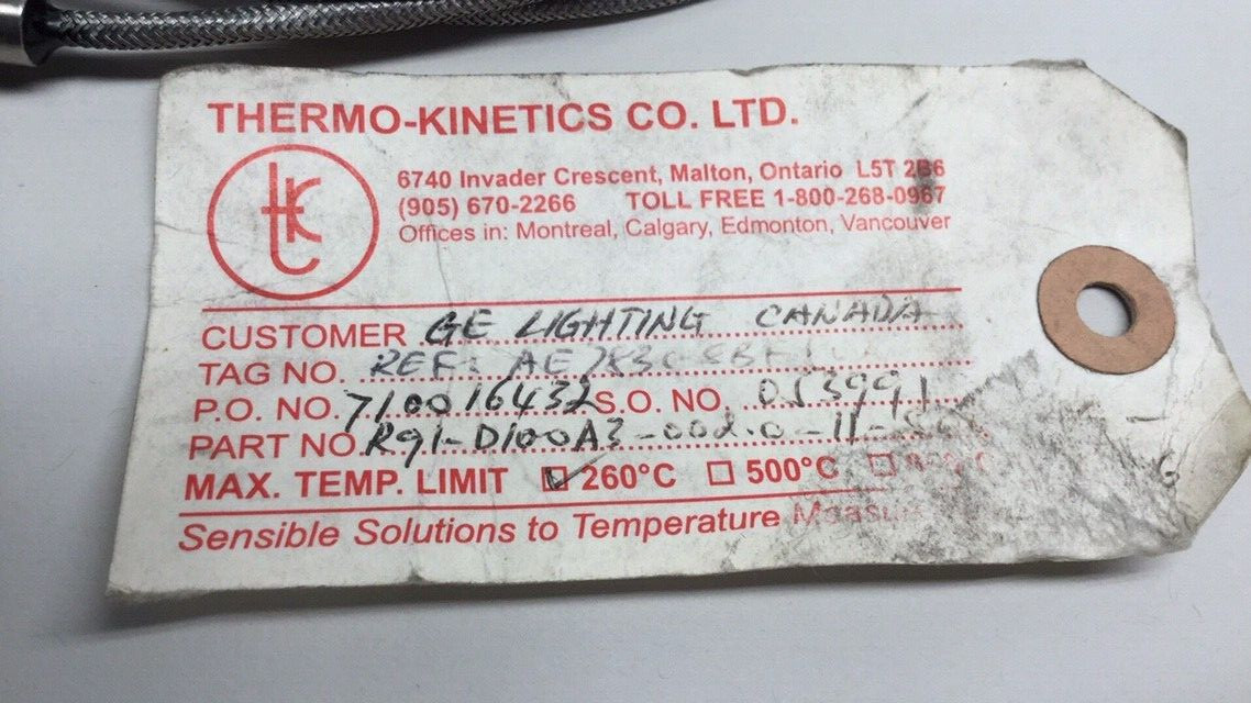 Thermo-Kinetics R91-D100A3-006.0-11 Temperature Cable 3-wire Copper Head 260 deg