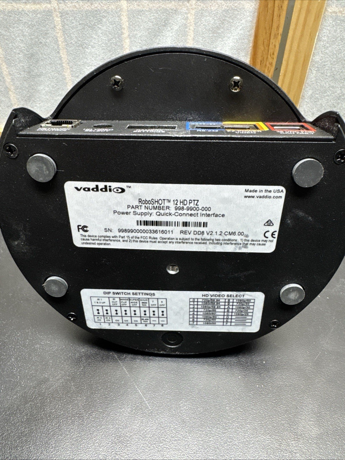 Vaddio Roboshot 12 HD PTZ Video Conference Camera 998-9900-000