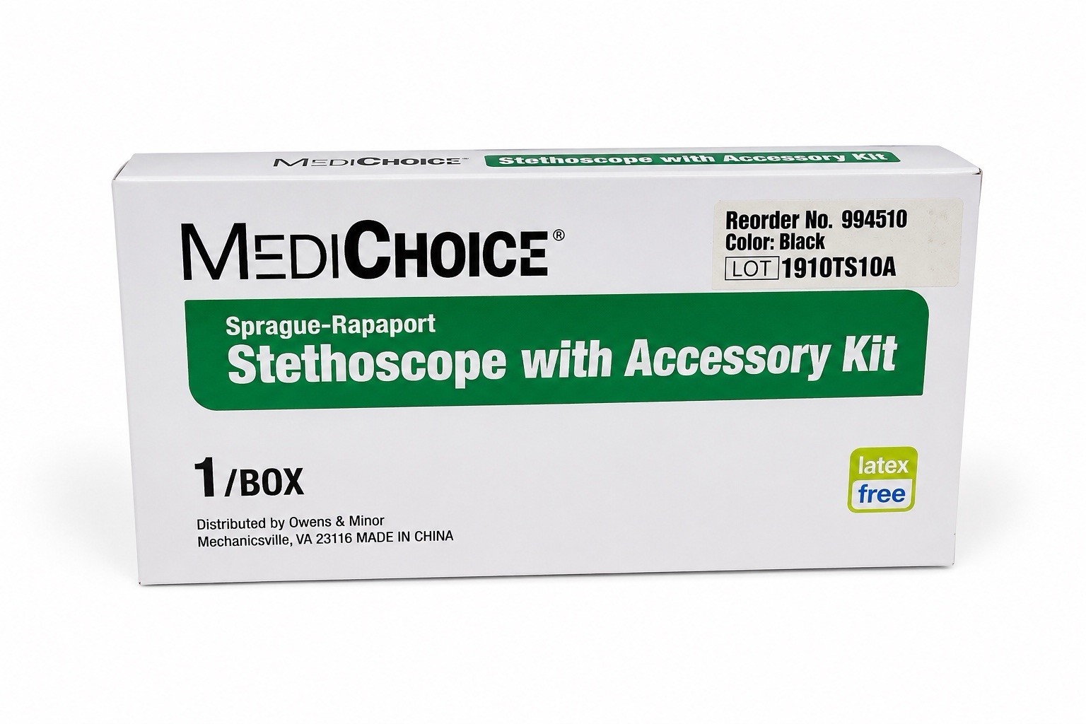 MediChoice Sprague-Rappaport Stethoscope With Accessory Kit Black 994510 New