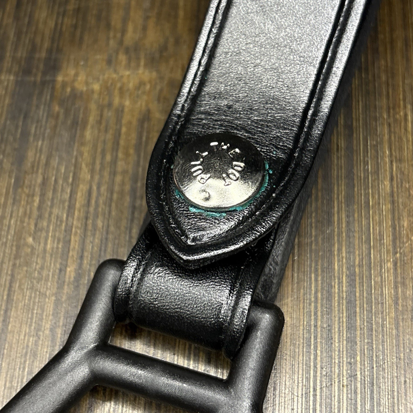 Bianchi Baton/ Flashlight Ring Holder 37BL Plain Black Leather Chrome Snap