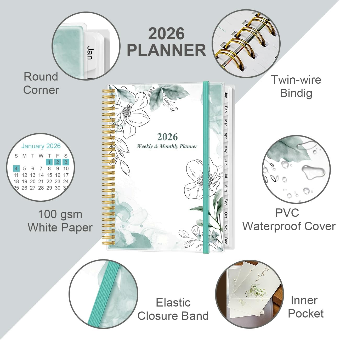 2026 Planner – Planner 2026 from January 2026 to December 2026 with 12 Monthl…
