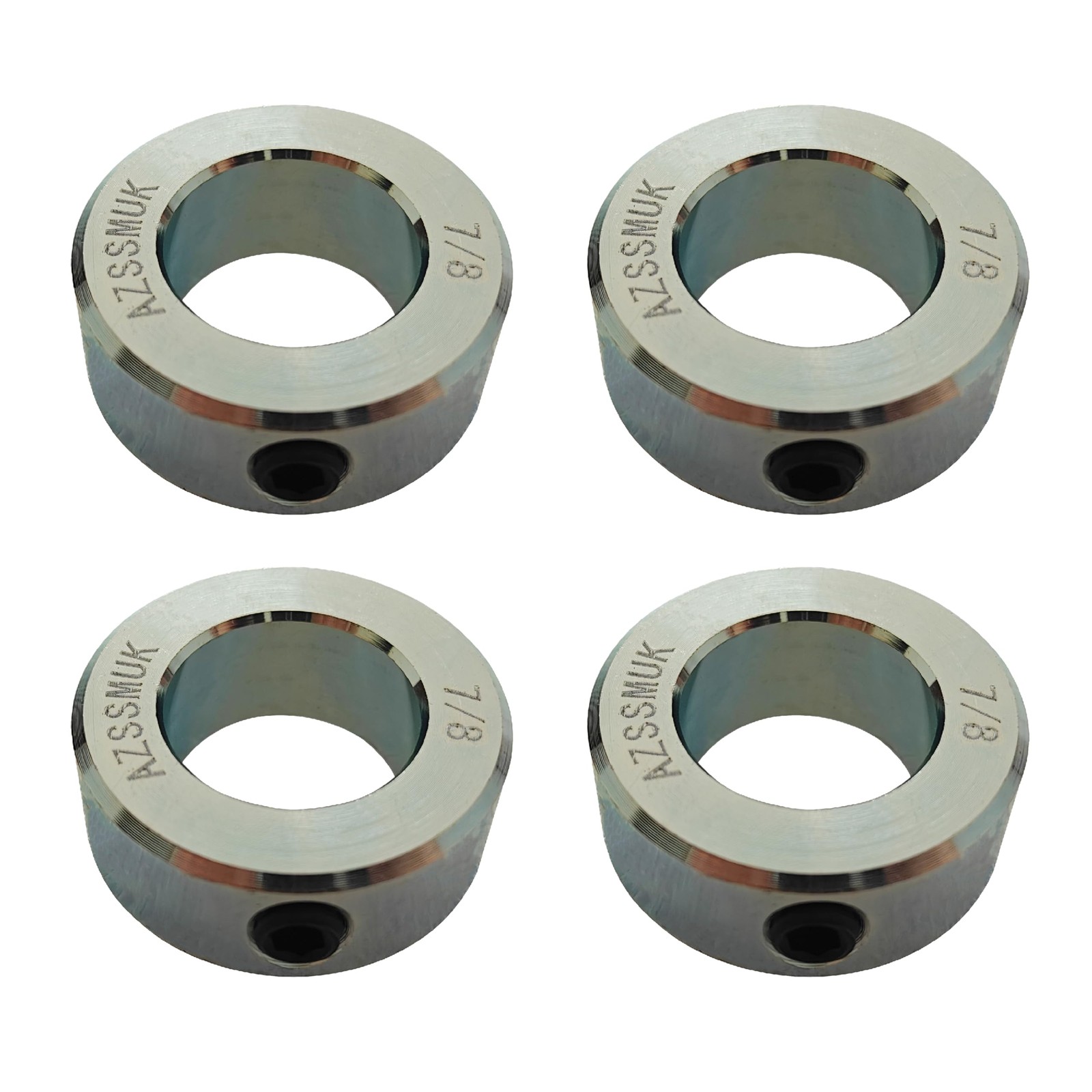 7/8 Bore Zinc Plated Shaft Collars, Solid Steel, Set Screws Style, Industrial
