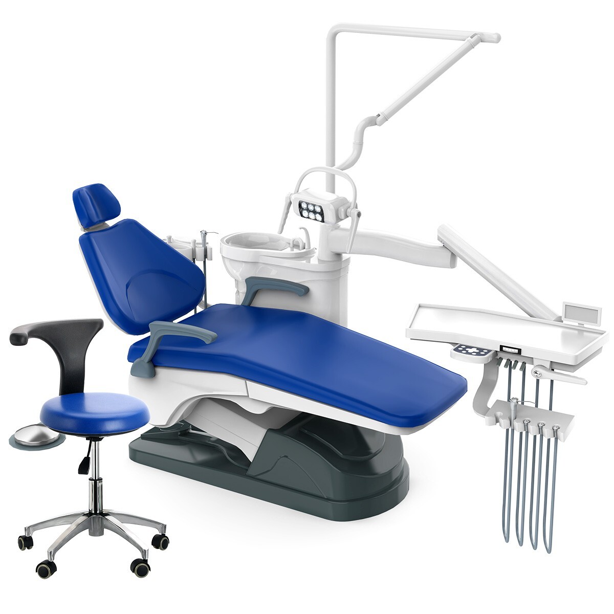 Dental Unit Chair Computer Controlled DC Motor Integral PU Hard Leather & Stool