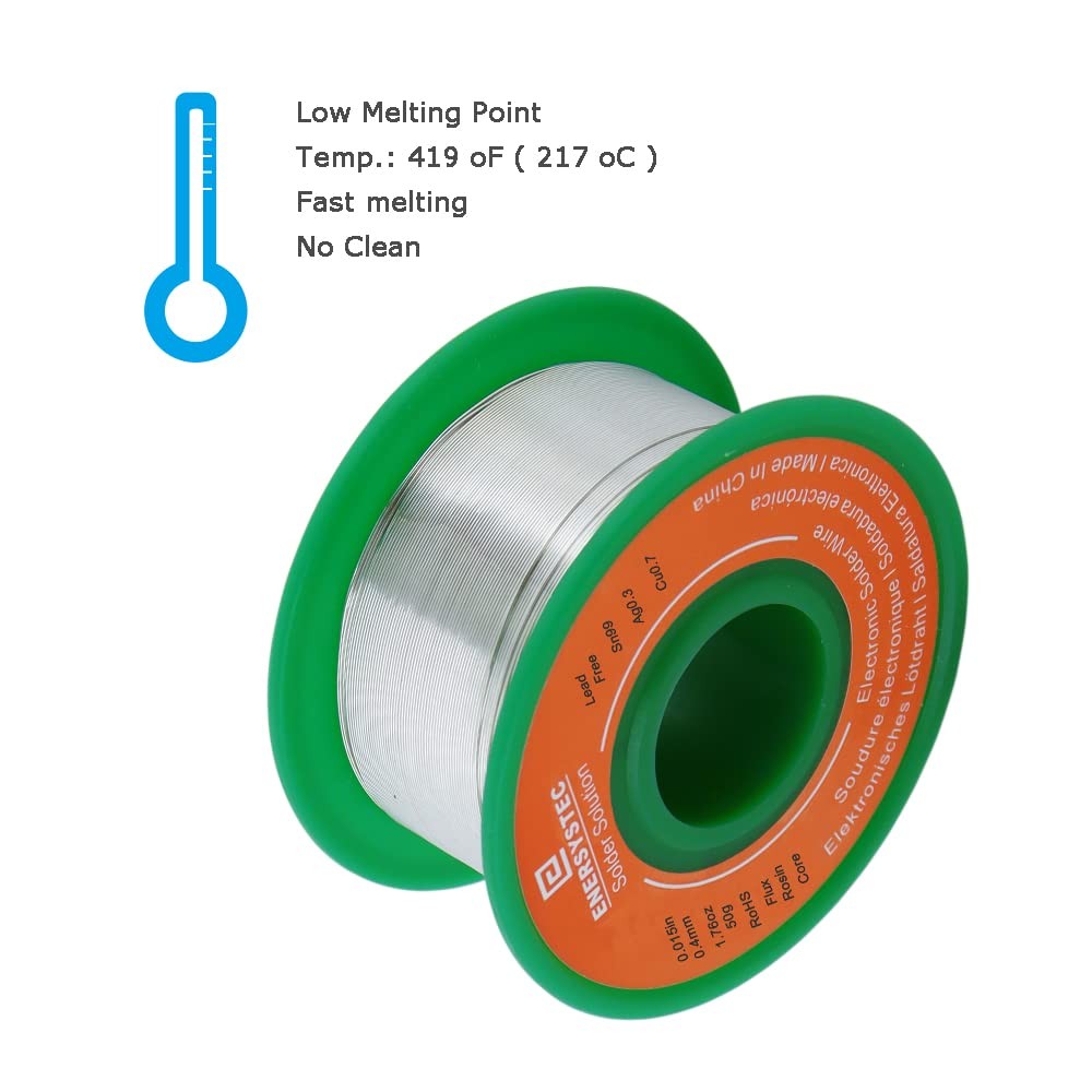 0.4mm Solder Wire Extra Thin Gauge 0.015 inch Diameter Rosin Flux Core Lead-