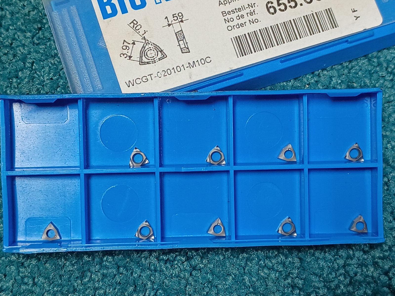 (9) BIG KAISER Indexable Carbide Turning Insert WCGT 020101-M10C 655.606