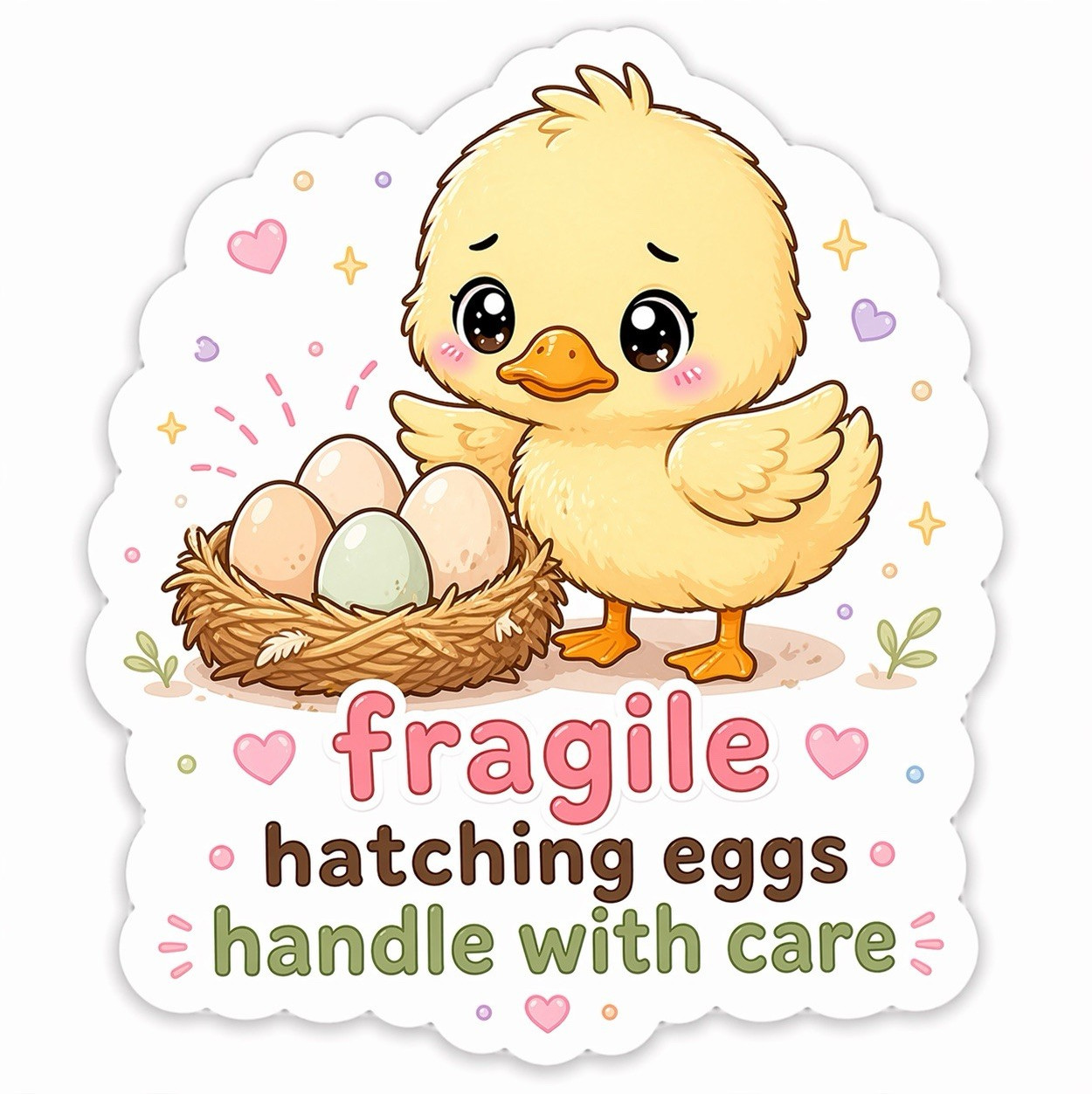 50 Duck Hatching Egg Stickers Handle With Care Shipping Labels 3 inch