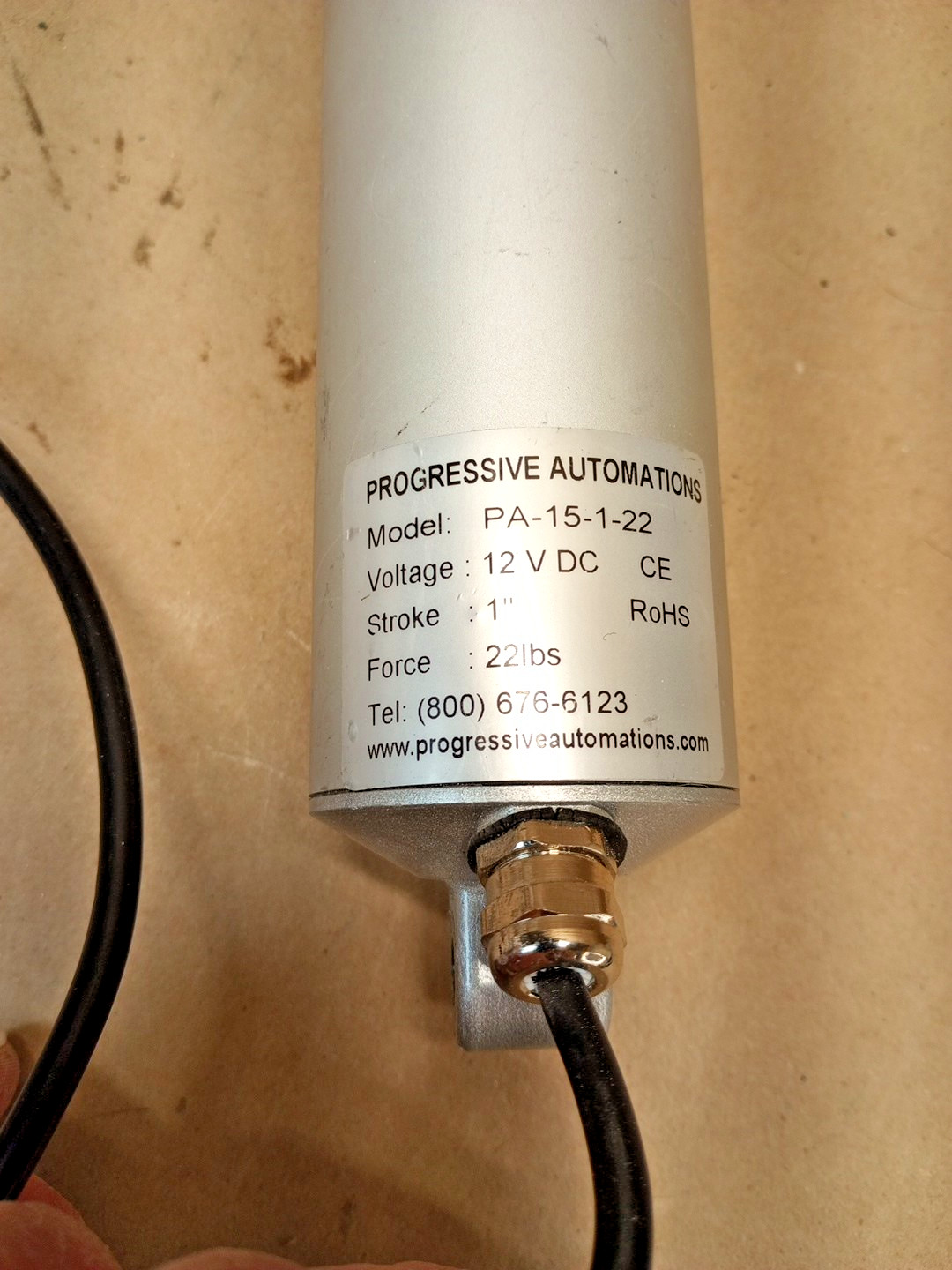 Progressive Automations PA-15-1-22 Linear Actuator 12VDC 1″ Stroke 22lbs Force