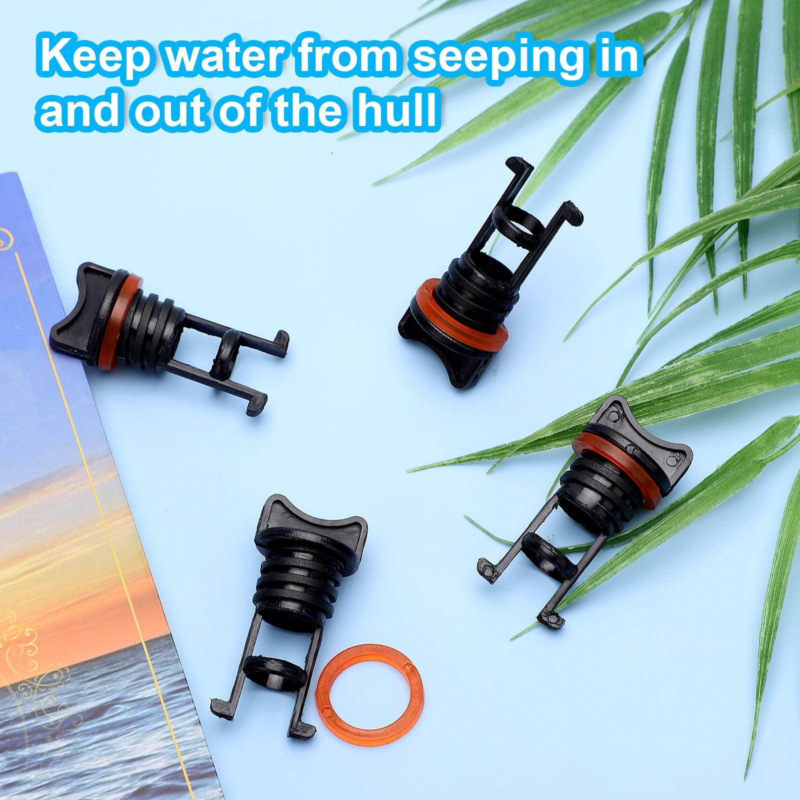 PEUTIER Boat Drain Plugs, 1.9cm/3/4in Diameter Nylon Thread Medium, Orange