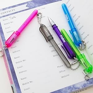 BAZIC Palm Mini Ballpoint Pen w/Key Ring, Roller Pens Medium Point 1.0mm, Small
