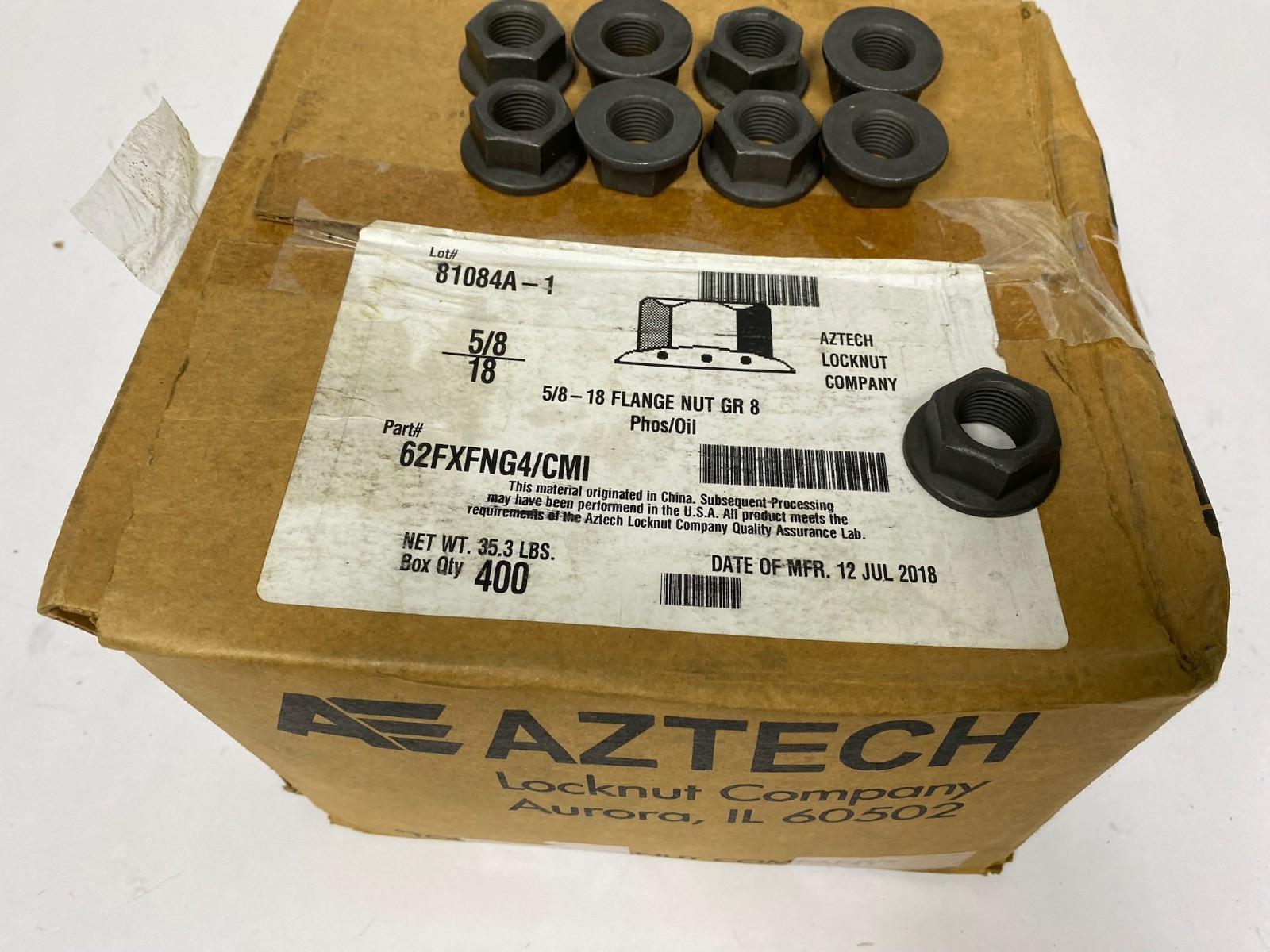 400 Count – 5/8-18 Hex Flange Nut Grade 8 Phos/Oil Finish Black 5/8×18 Nuts x400
