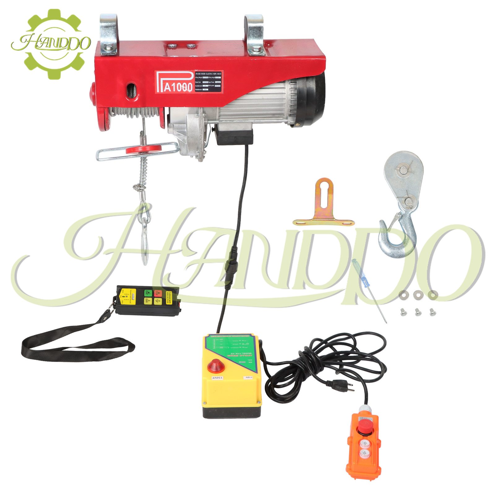 PA1000 2200lbs Electric Hoist 110v 1600W with Wireless Remote Control