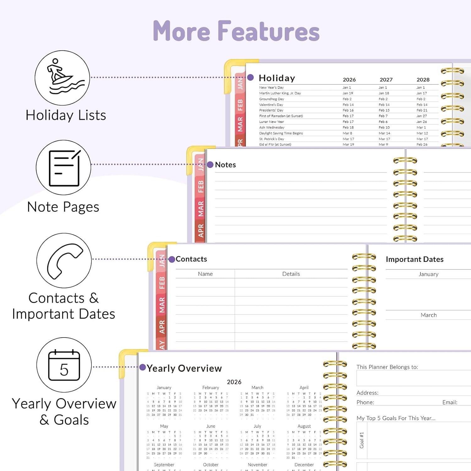 2026 Planner, Forvencer Calendar Planner Weekly and Monthly, Jan 2026-Dec 2026,