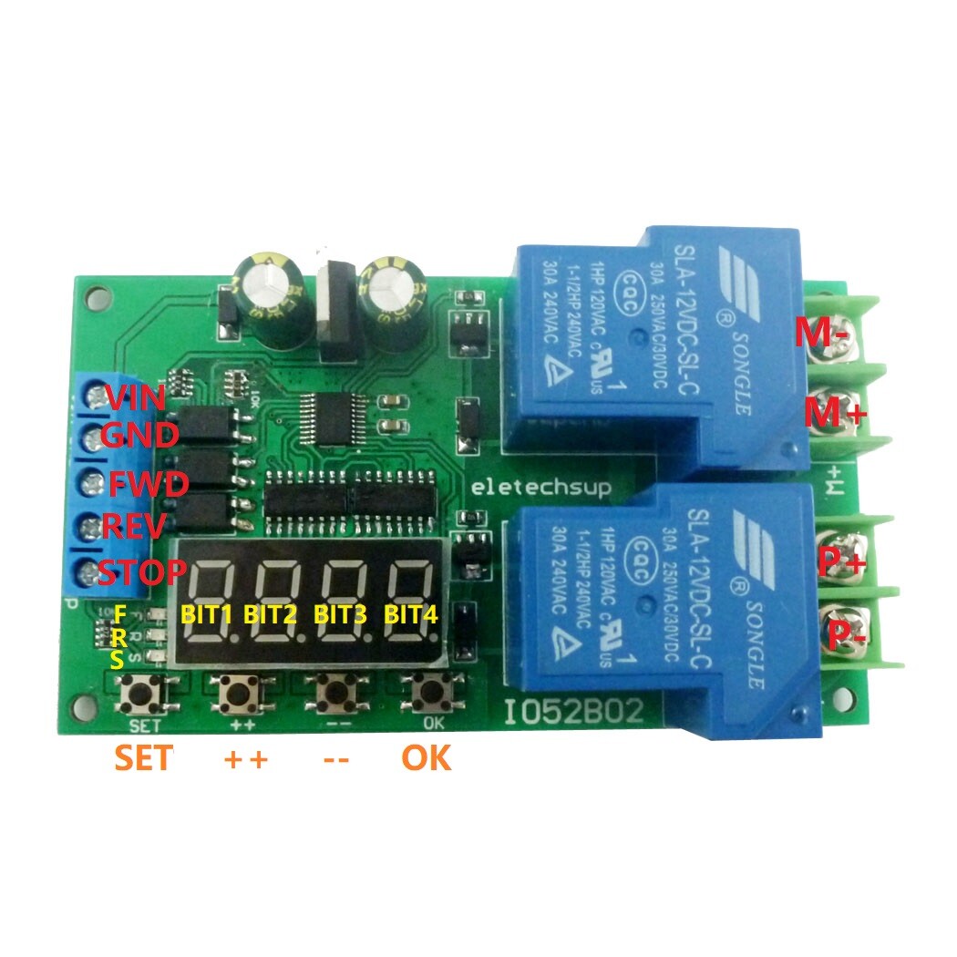 30A12V DC/AC Motor Forward & Reverse Controller 0.1-999.9S Delay Relay Modul
