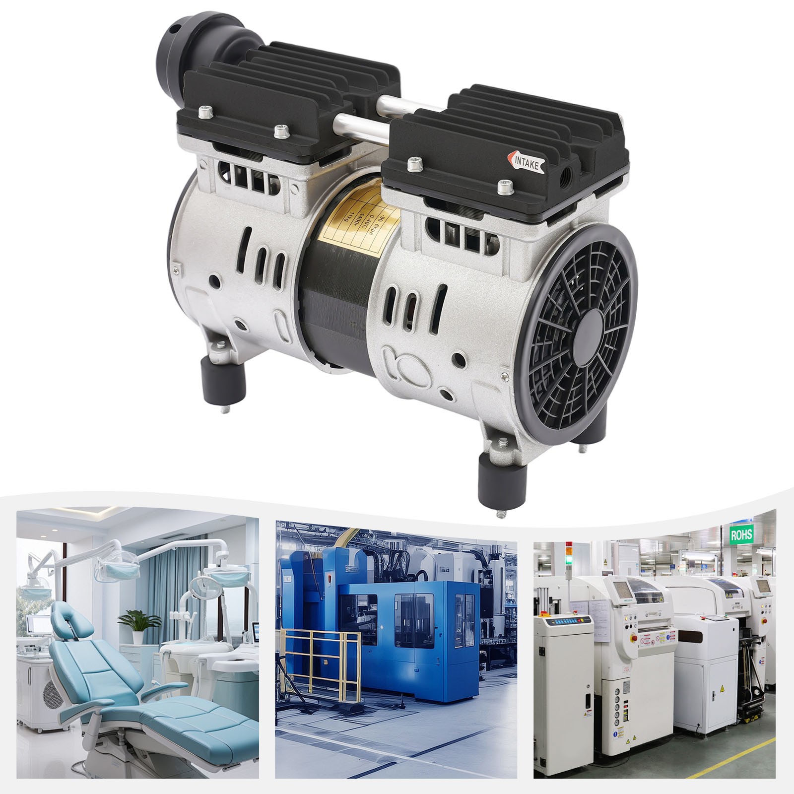 Vacuum Pump 370W Oilless Vacuum Pump 110V Oil-Free Vacuum Suction Pump Electric