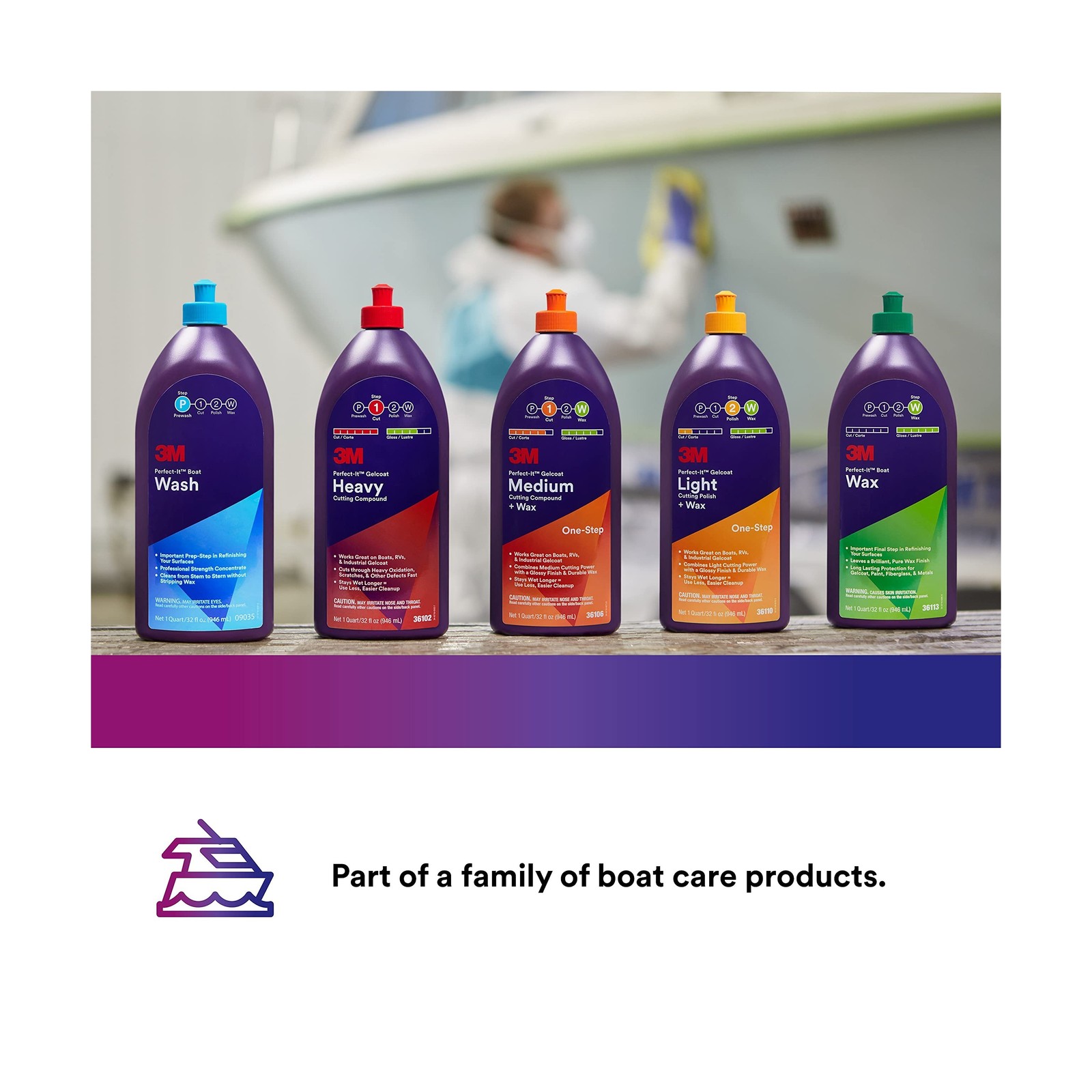 3M Perfect-It Gelcoat Heavy Cutting Compound, 36103, 1 Gallon, Fiberglass Oxi…