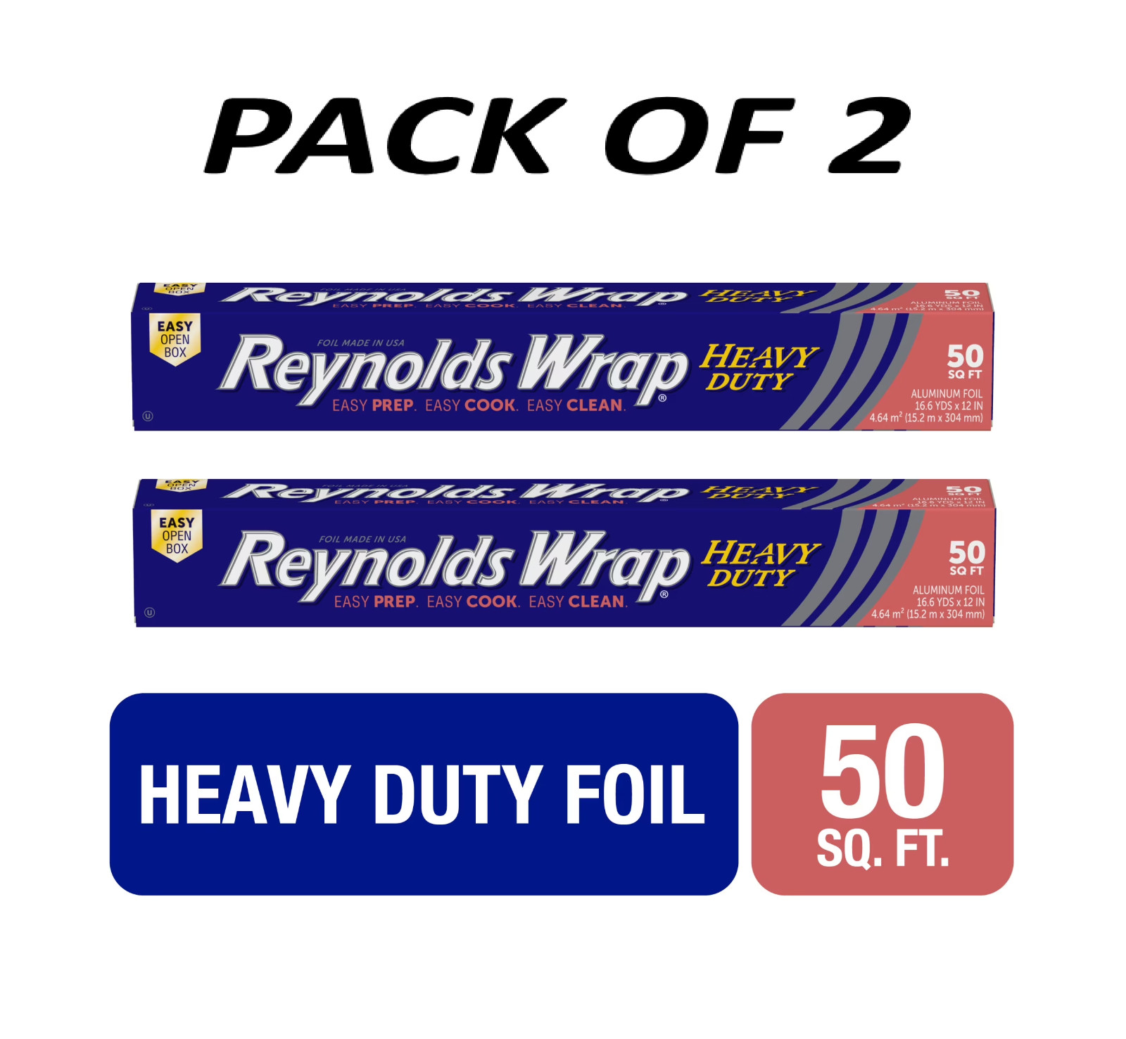 Reynolds Wrap Heavy Duty Aluminum Foil 50 Square Feet PACK OF 2