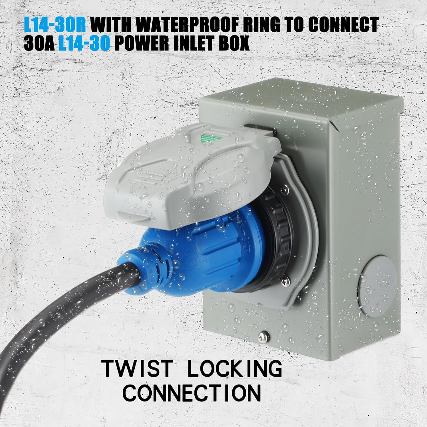 25 Ft TT-30P to L14-30R Generator Transfer Switch Adapter Cord, 30 Amp TT-30P Ma