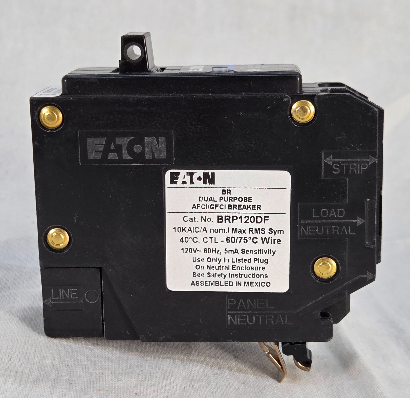 Eaton BRP120DF – 20 Amp Dual Purpose AFCI GFCI Circuit Breaker – 1 Pole – 120V