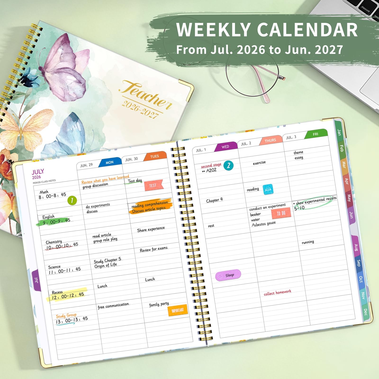 Teacher Planner 2026-2027, July 2026 to June 2027 Academic Year, 8.5″ x 11″ L…