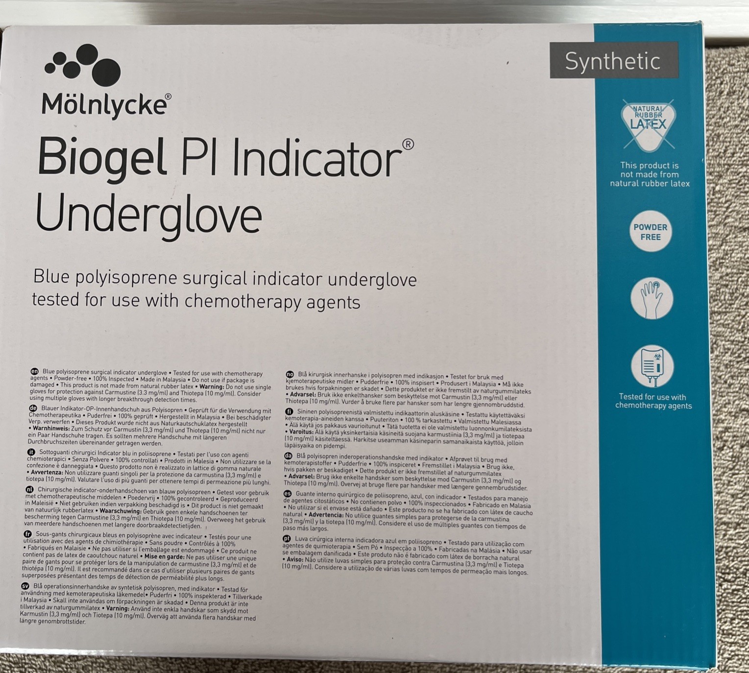 Molnlycke Biogel PI Indicator Underglove Synthetic 40 Ct. 41690 Sz 9 Exp11/28/27