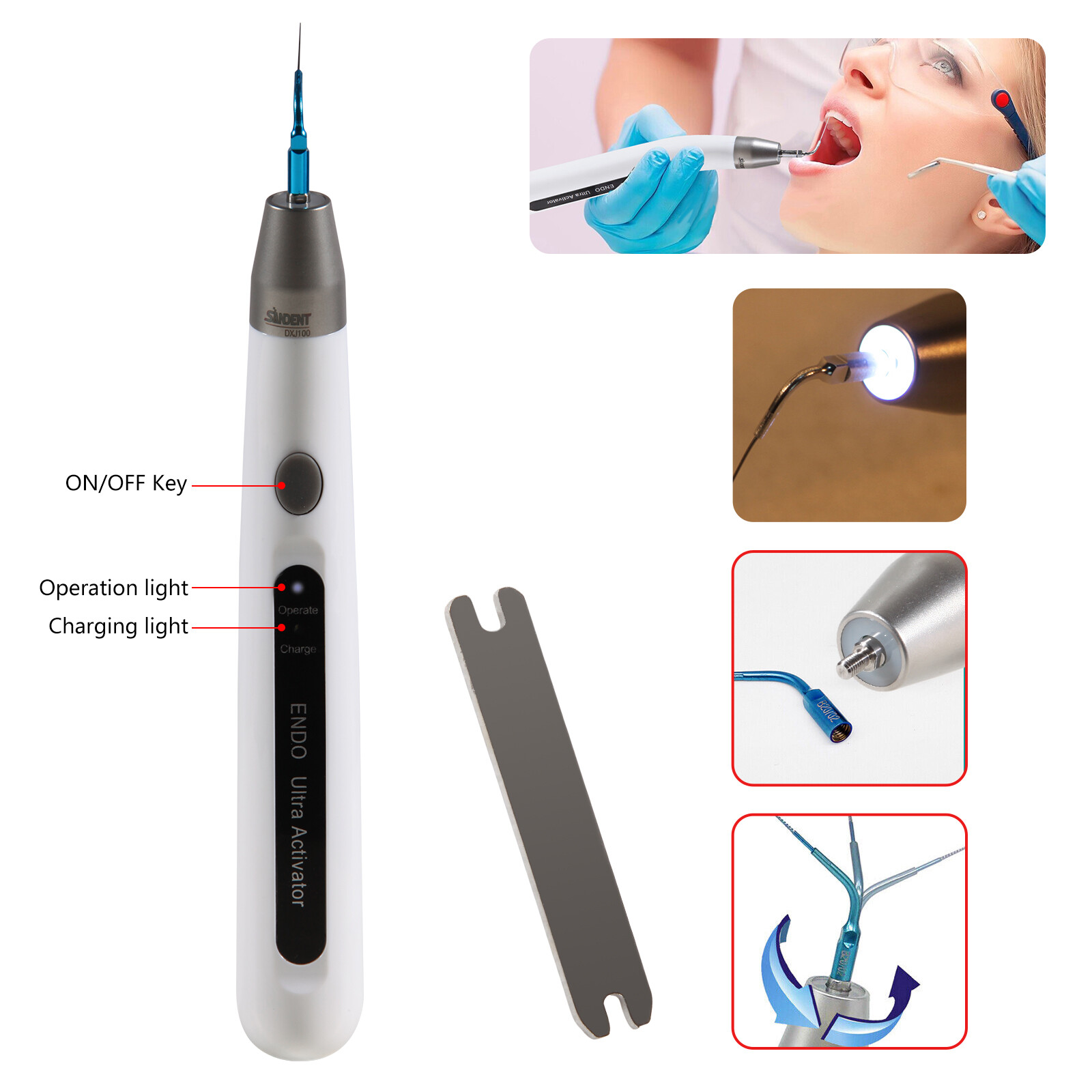 Endo Ultra Activator Dental Ultrasonic Root Canal Irrigator Handpiece 6 Tips DL