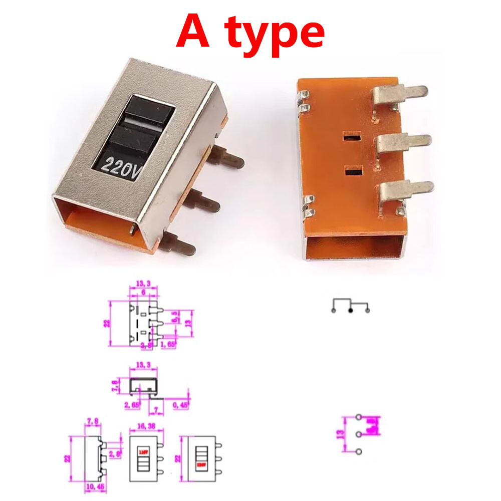 Voltage Selector Slide Switch AC 110V-220V / 115V-220V / 115V-230V 3 Pin 6 Pin