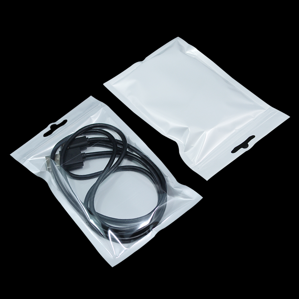 White Clear for Zip Hang Hole Plastic Lock Bags Package Pouch Reclosable Jewelry