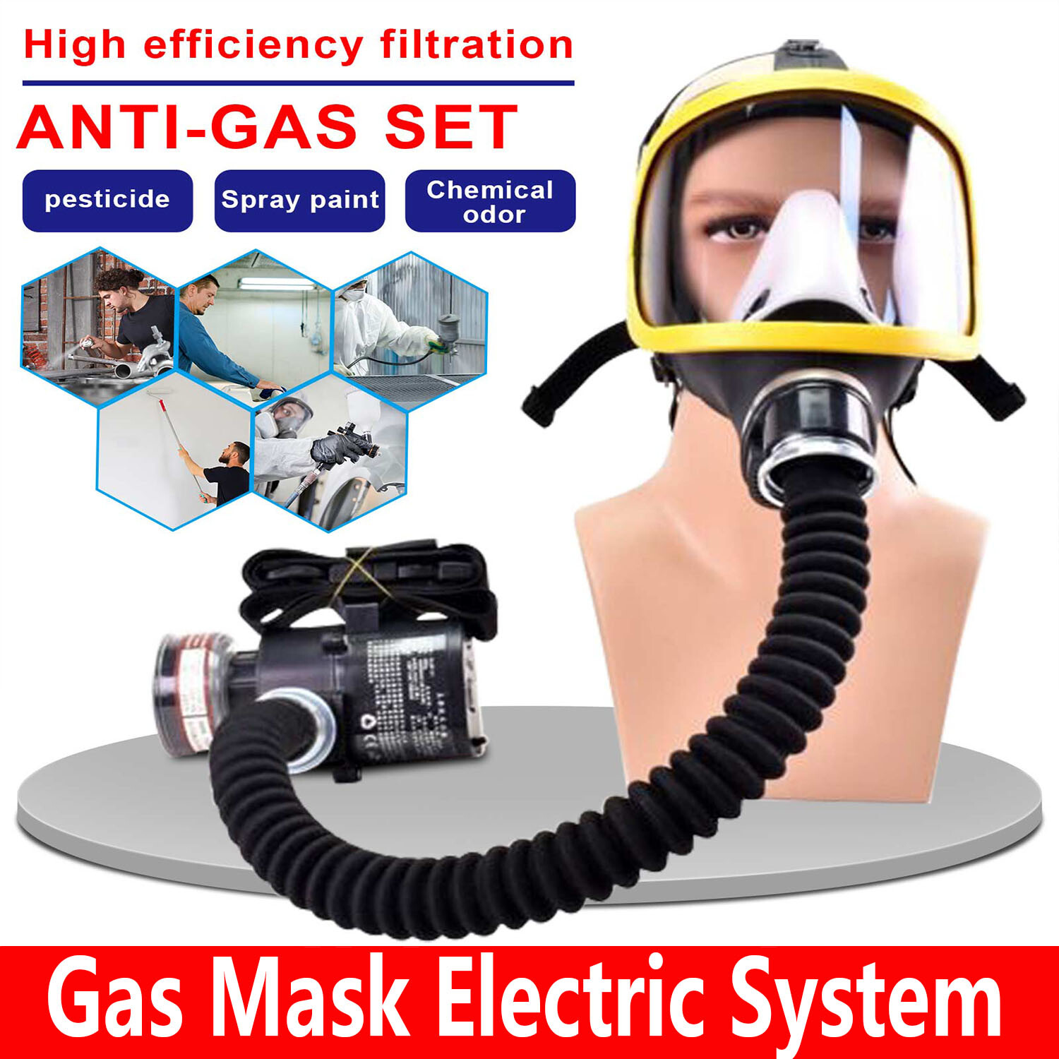 Electric Constant Flow Supplied Air Fed FullFace Gas Mask Respiratory protection