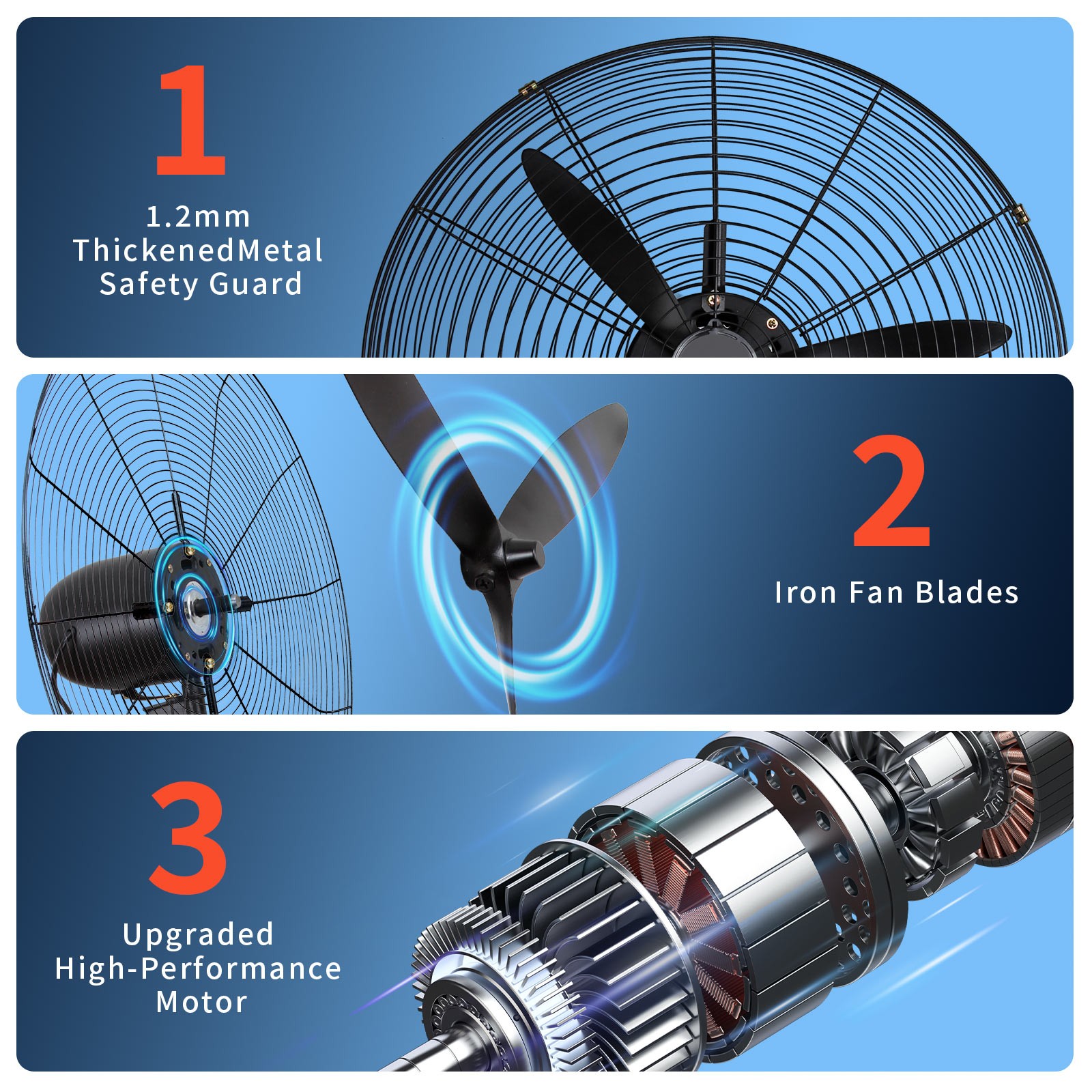 30″ In Wall Mount Oscillating Fan High Velocity 3 Speed Heavy Duty Metal Fan