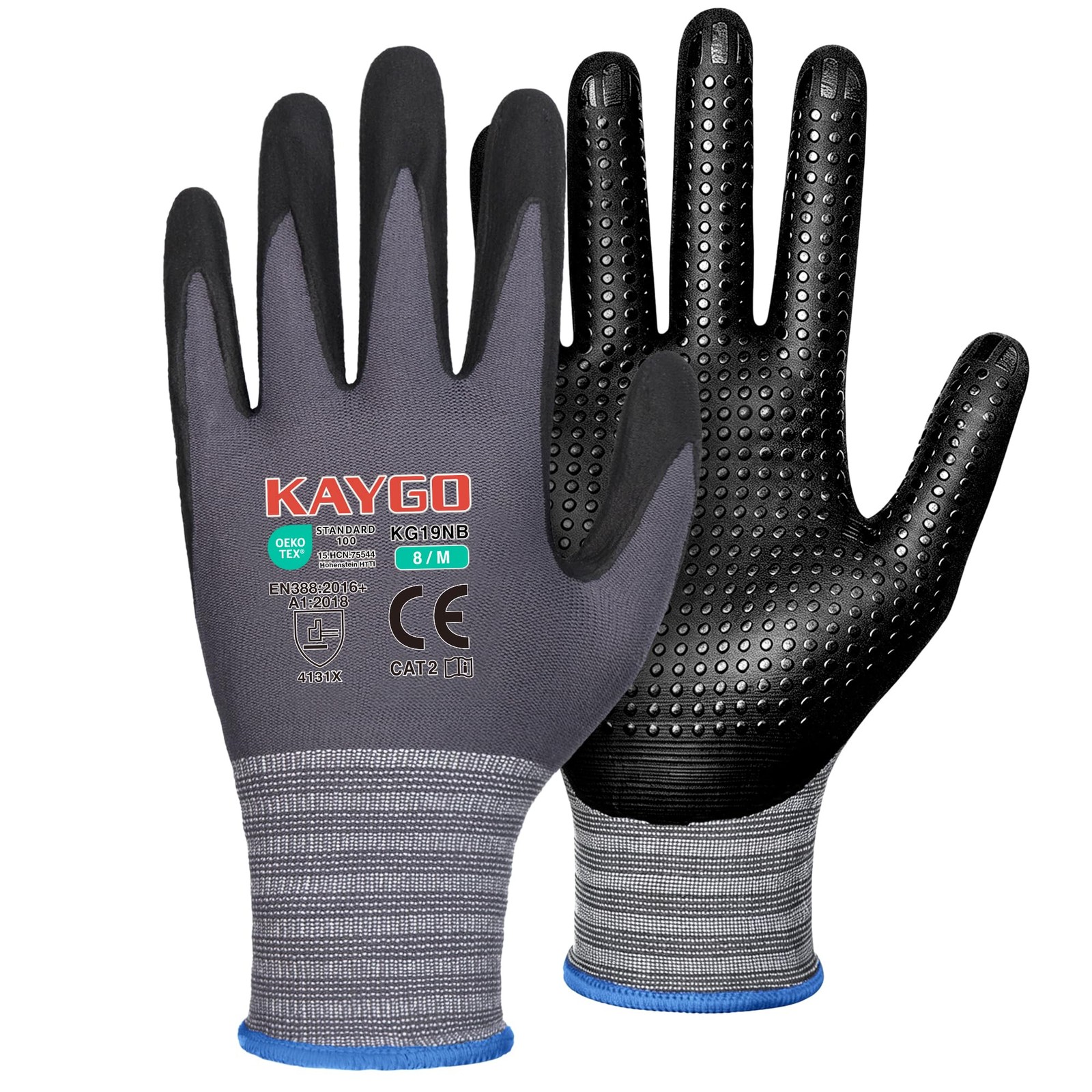 MicroFoam Nitrile Coated Work Gloves, 3 Pairs KG19N Seamless Knit Nylon, Micr…