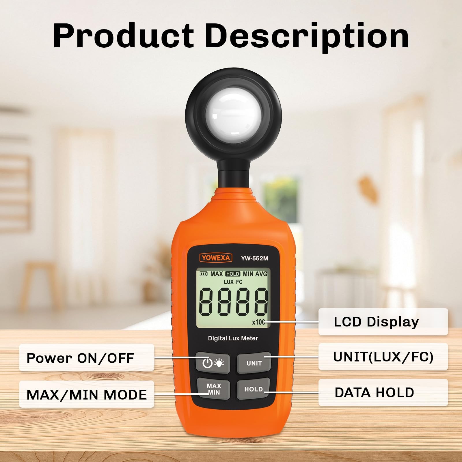 Digital Light Meter, Lux Meter with Foot Candle Readings