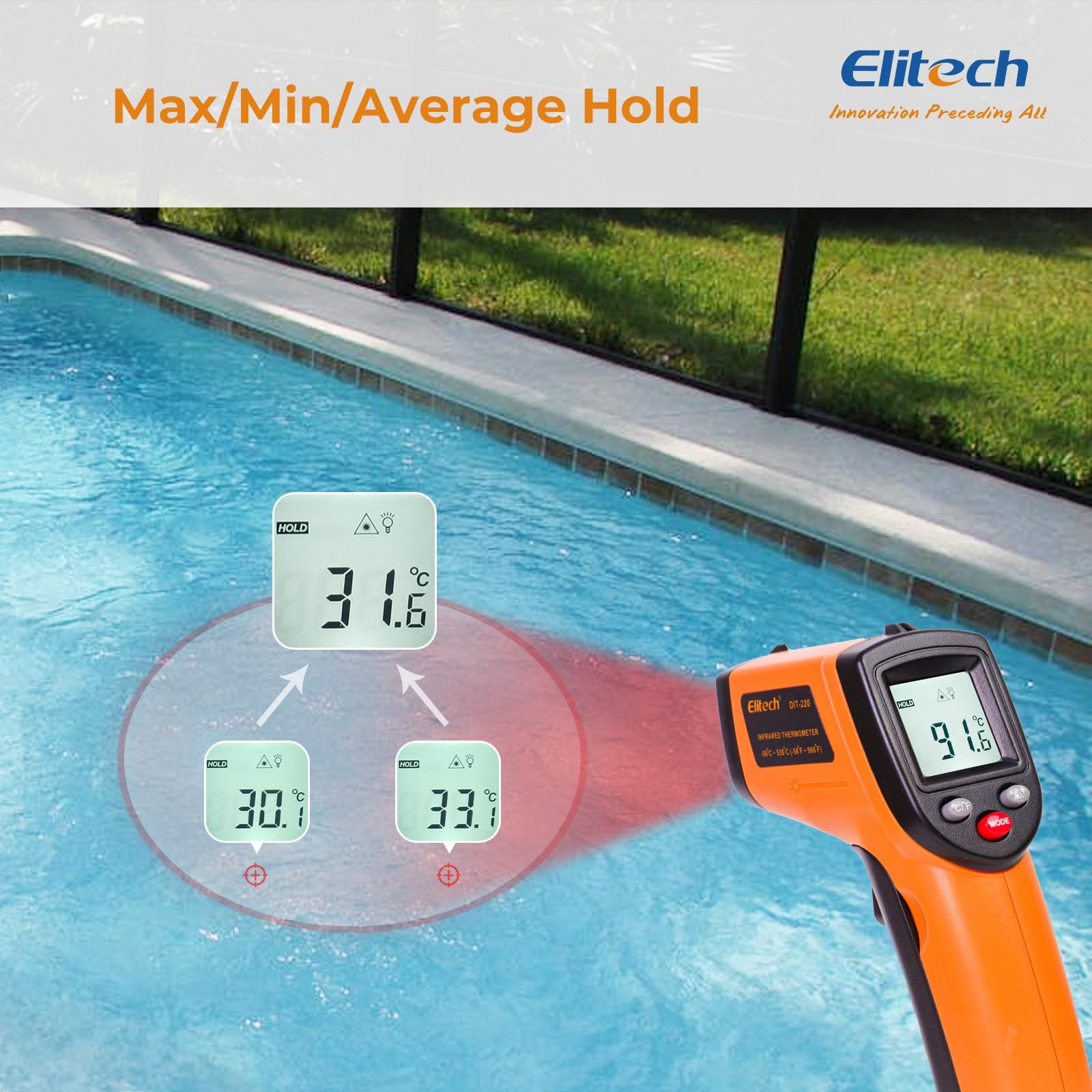 Infrared Thermometer Laser Temperature Gun Non Contact Digital 530C 986F HVAC
