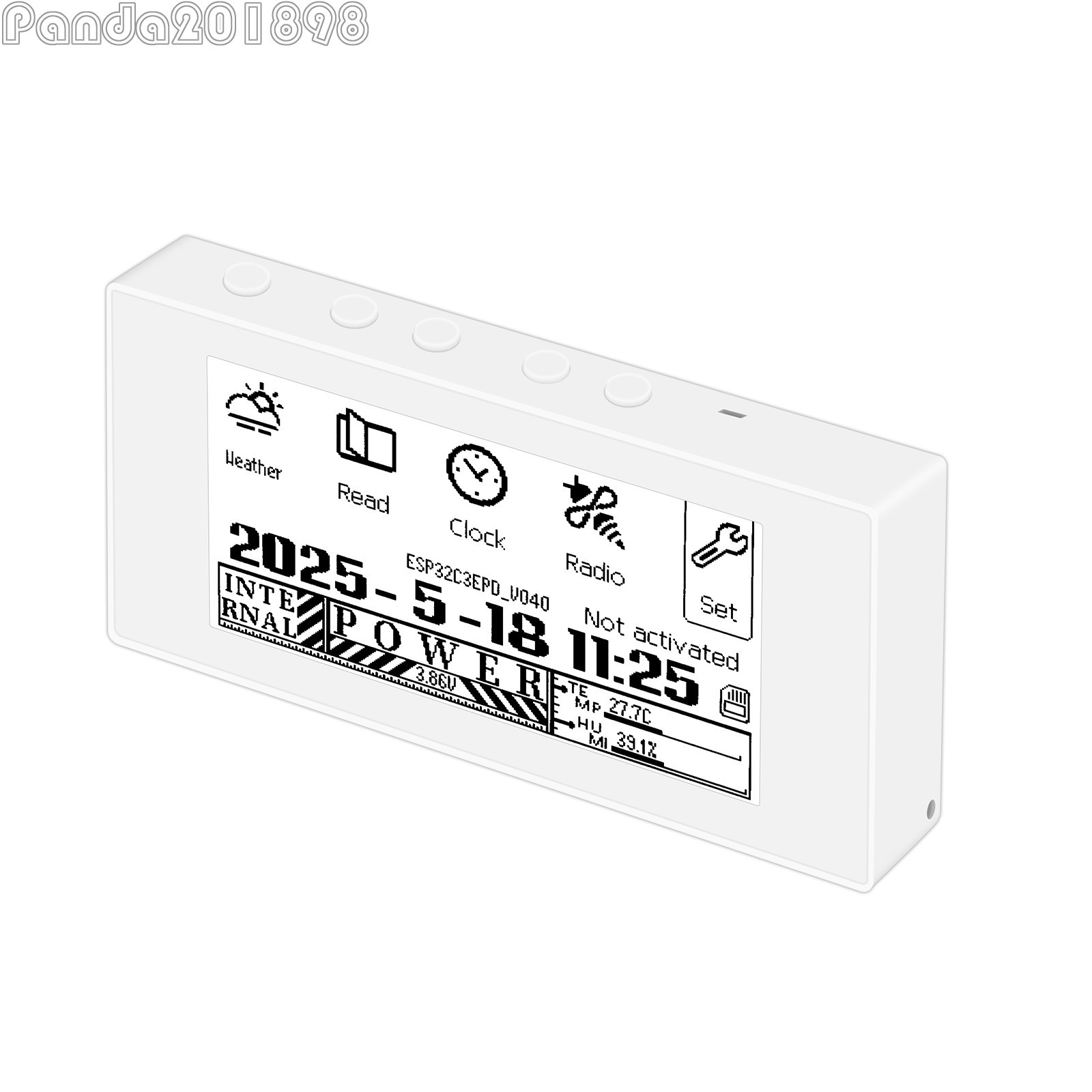 HAMGEEK RW01 Mini E-Ink Reader E-Book Reader (White Panel) for Weather Clock
