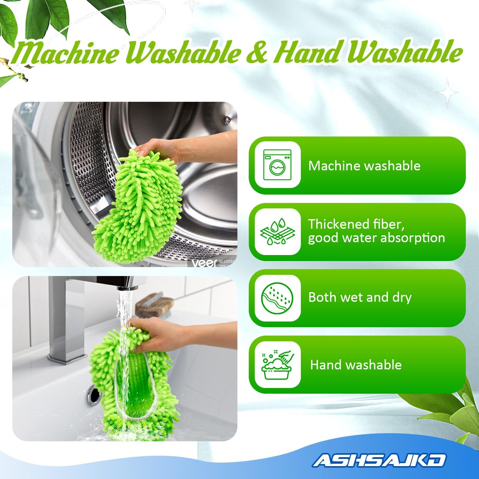 Ashsajkd 4Pcs for Swiffer Reusable Dry Sweeping Cloths Microfiber Wet Mop…
