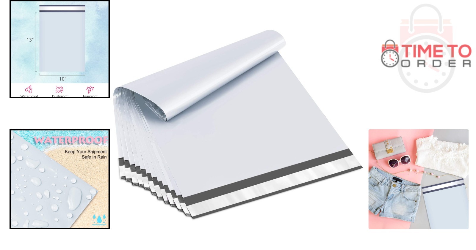 Poly Mailers 10×13 Inch Waterproof Tear Proof Self Seal Shipping Bags 100 Pack
