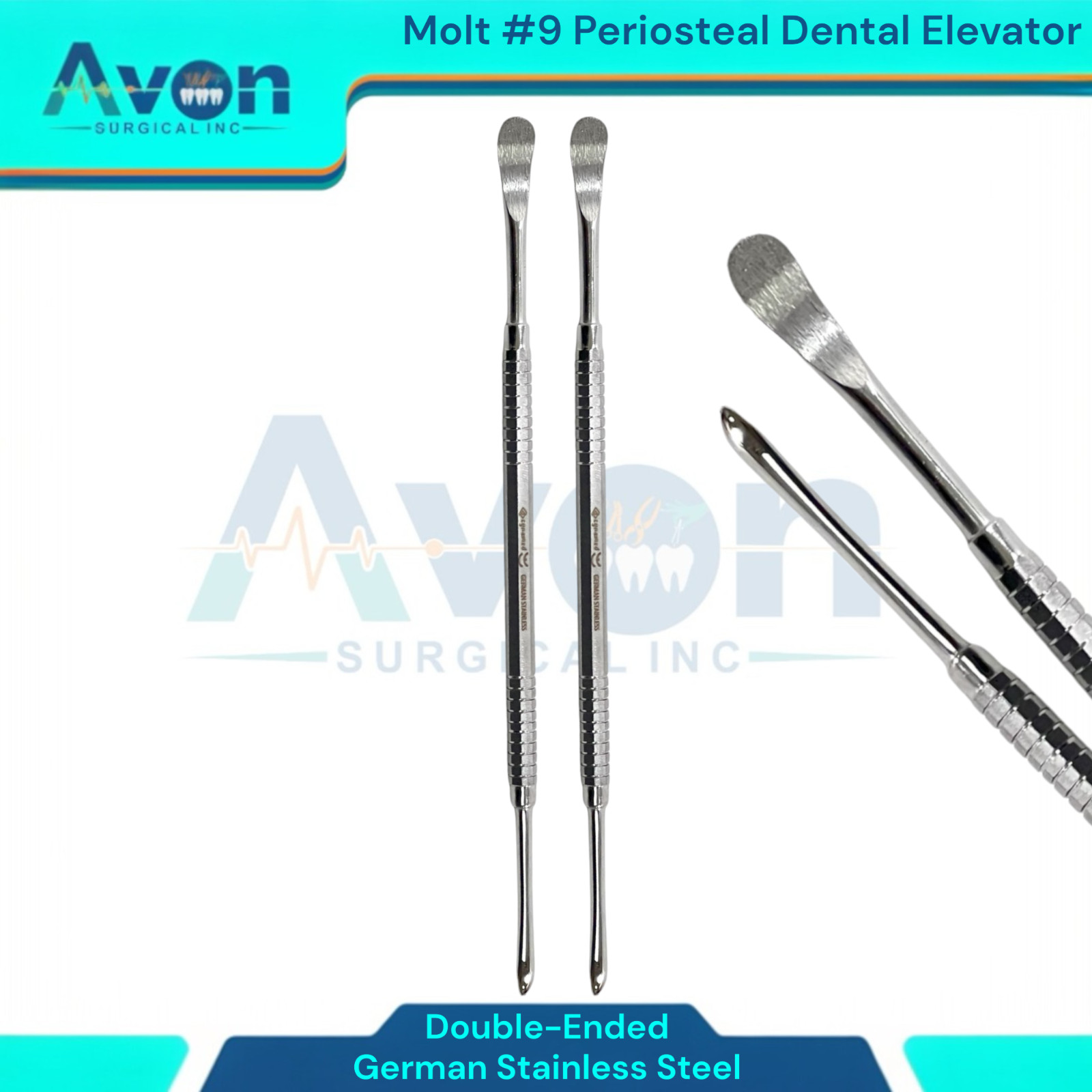 2 GERMAN GRADE MOLT PERIOSTEAL M9 DENTAL SURGERY EXTRACTING EXTRACTION ELEVATOR