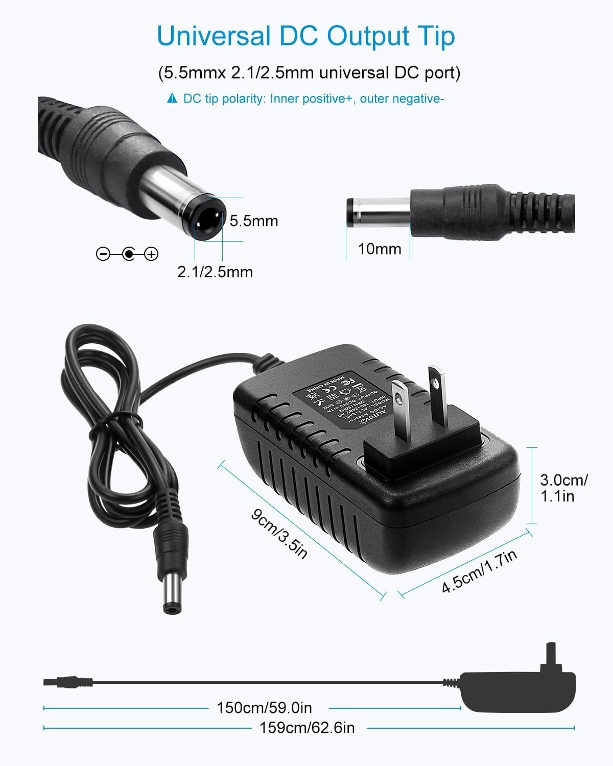 24V 1A 24W DC Power Supply Adapter 100~240V AC to DC 24 Volt 1 Amp Converter …