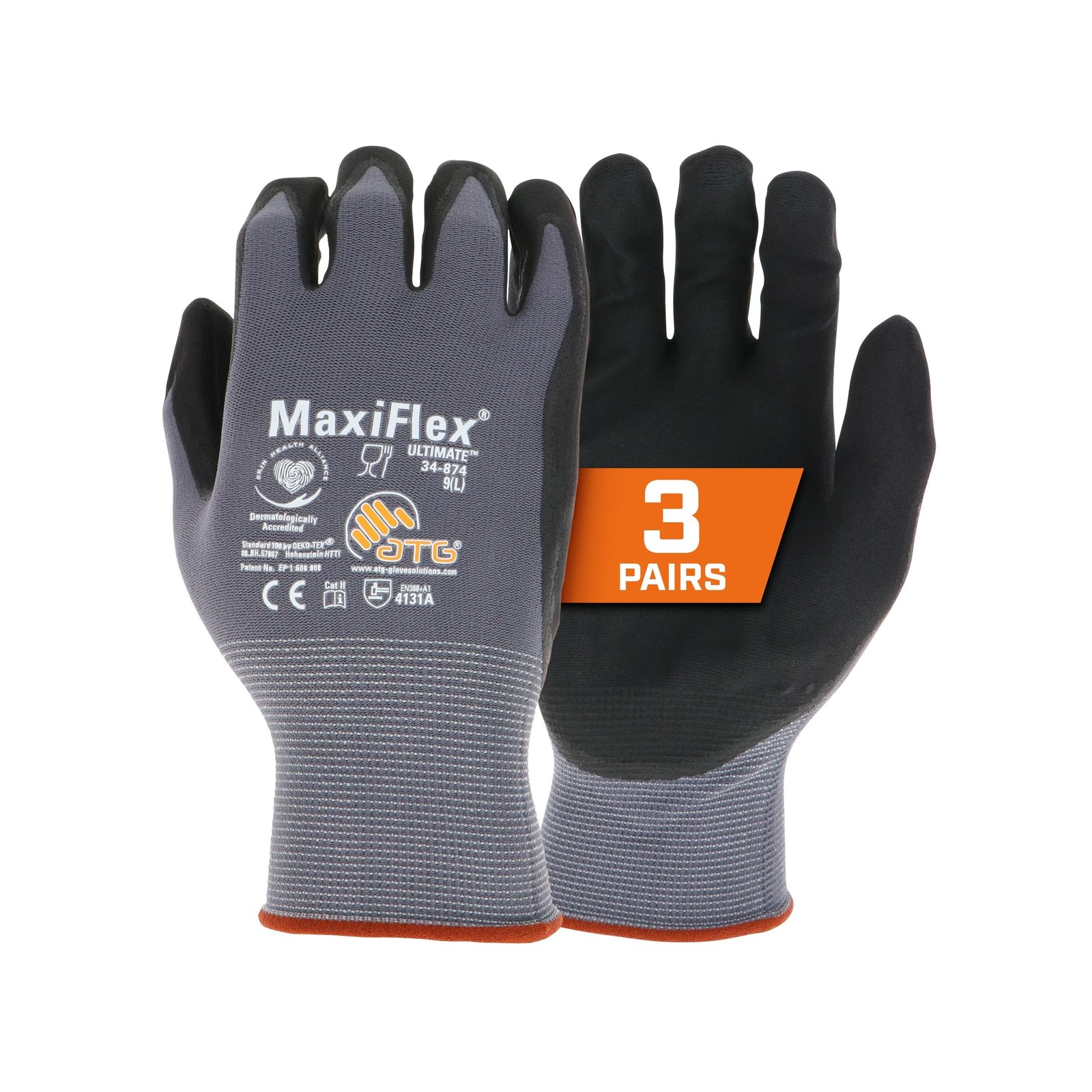 ATG MaxiFlex PIP 34-874/M MaxiFlex Ultimate, Foam Nitrile Palm Coated Gloves,…